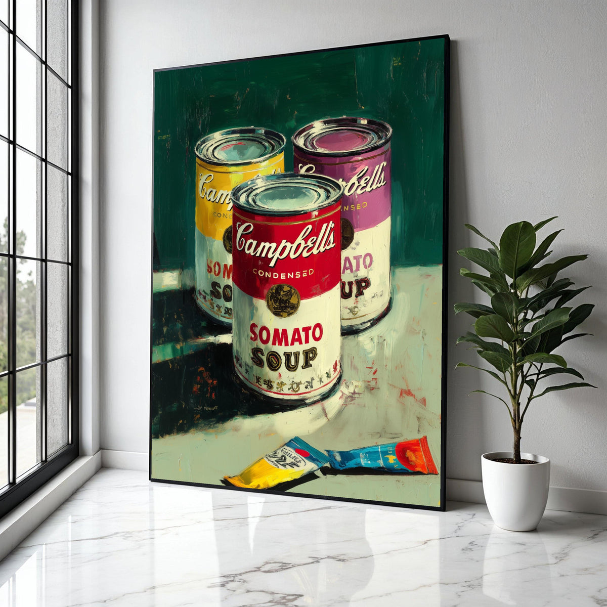 Campbell's Soup Cans Art Print, Pop Art Canvas Wall Art, Colorful Retro Kitchen Decor, Modern Still Life Gift Art, Home Decor, Print