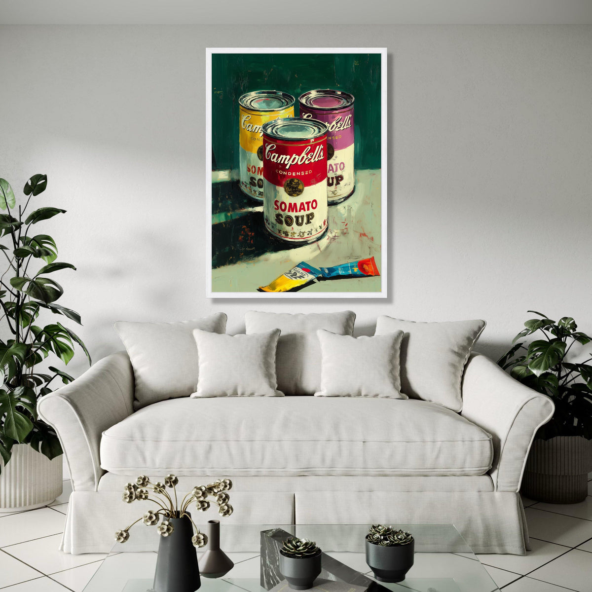 Campbell's Soup Cans Art Print, Pop Art Canvas Wall Art, Colorful Retro Kitchen Decor, Modern Still Life Gift Art, Home Decor, Print