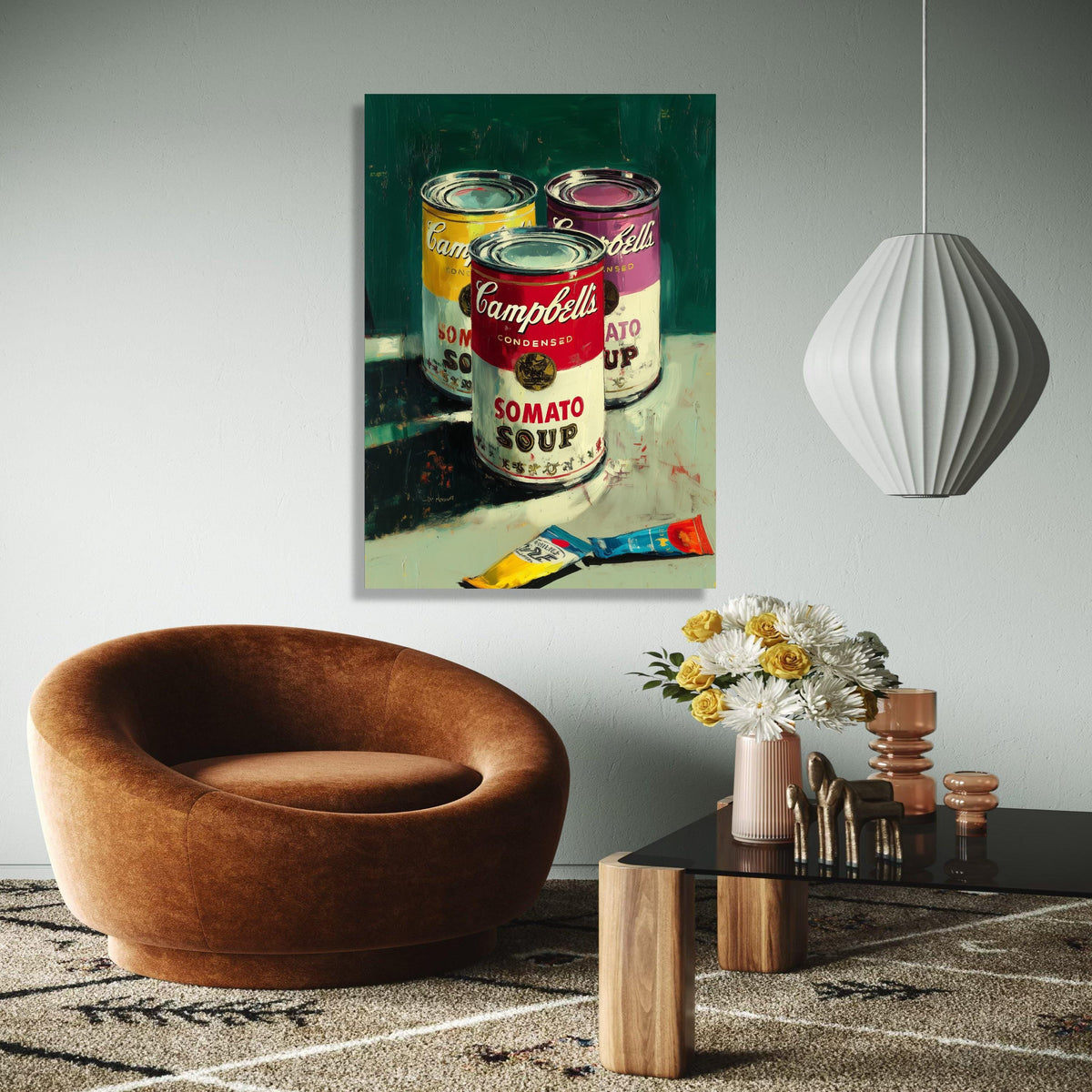 Campbell's Soup Cans Art Print, Pop Art Canvas Wall Art, Colorful Retro Kitchen Decor, Modern Still Life Gift Art, Home Decor, Print