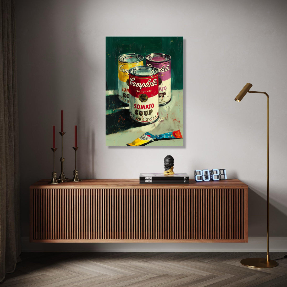 Campbell's Soup Cans Art Print, Pop Art Canvas Wall Art, Colorful Retro Kitchen Decor, Modern Still Life Gift Art, Home Decor, Print