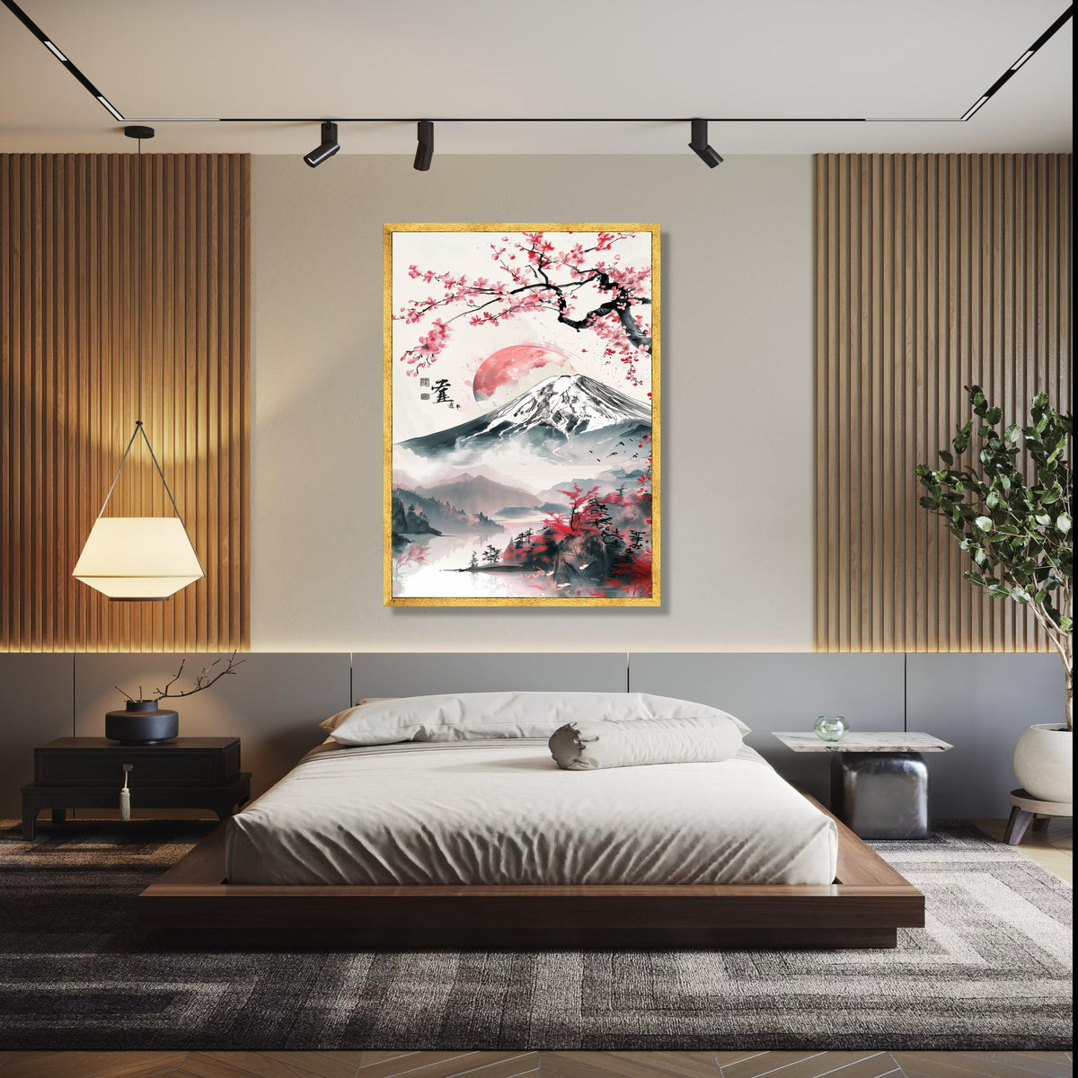 Cherry Blossom Sunrise, Mount Fuji Canvas, Japanese Landscape Art, Sakura Tree Wall Decor, Asian Nature Canvas, Gift Art, Home Decor, Print