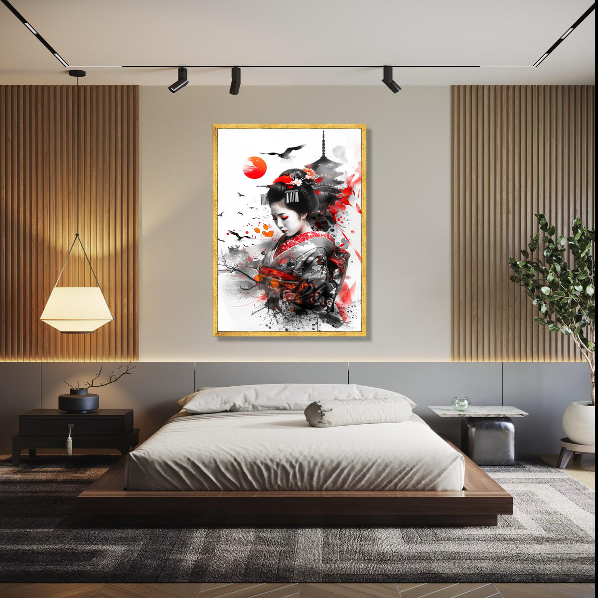 Elegant Geisha Portrait Canvas, Japanese Kimono Art, Traditional Asian Wall Decor, Oriental Culture Canvas, Gift Art, Home Decor, Print