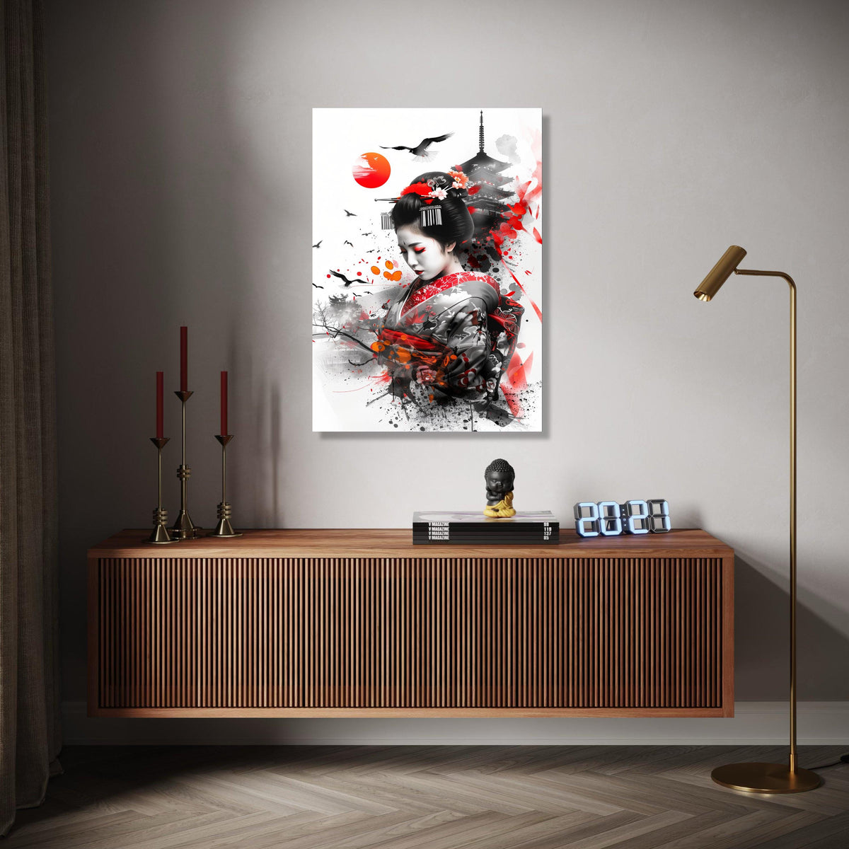 Elegant Geisha Portrait Canvas, Japanese Kimono Art, Traditional Asian Wall Decor, Oriental Culture Canvas, Gift Art, Home Decor, Print