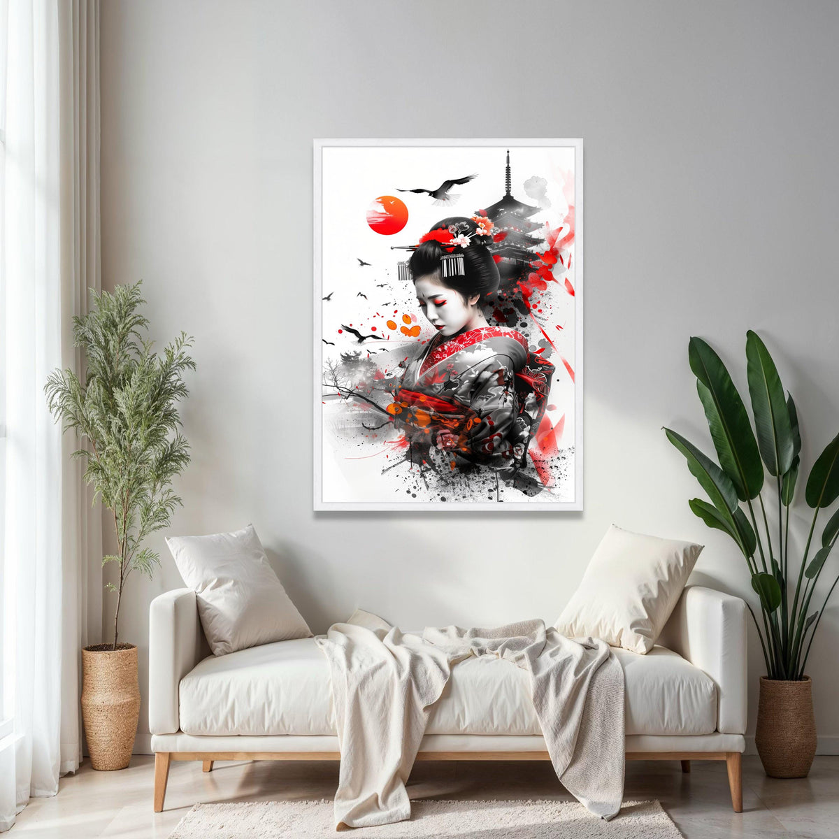 Elegant Geisha Portrait Canvas, Japanese Kimono Art, Traditional Asian Wall Decor, Oriental Culture Canvas, Gift Art, Home Decor, Print