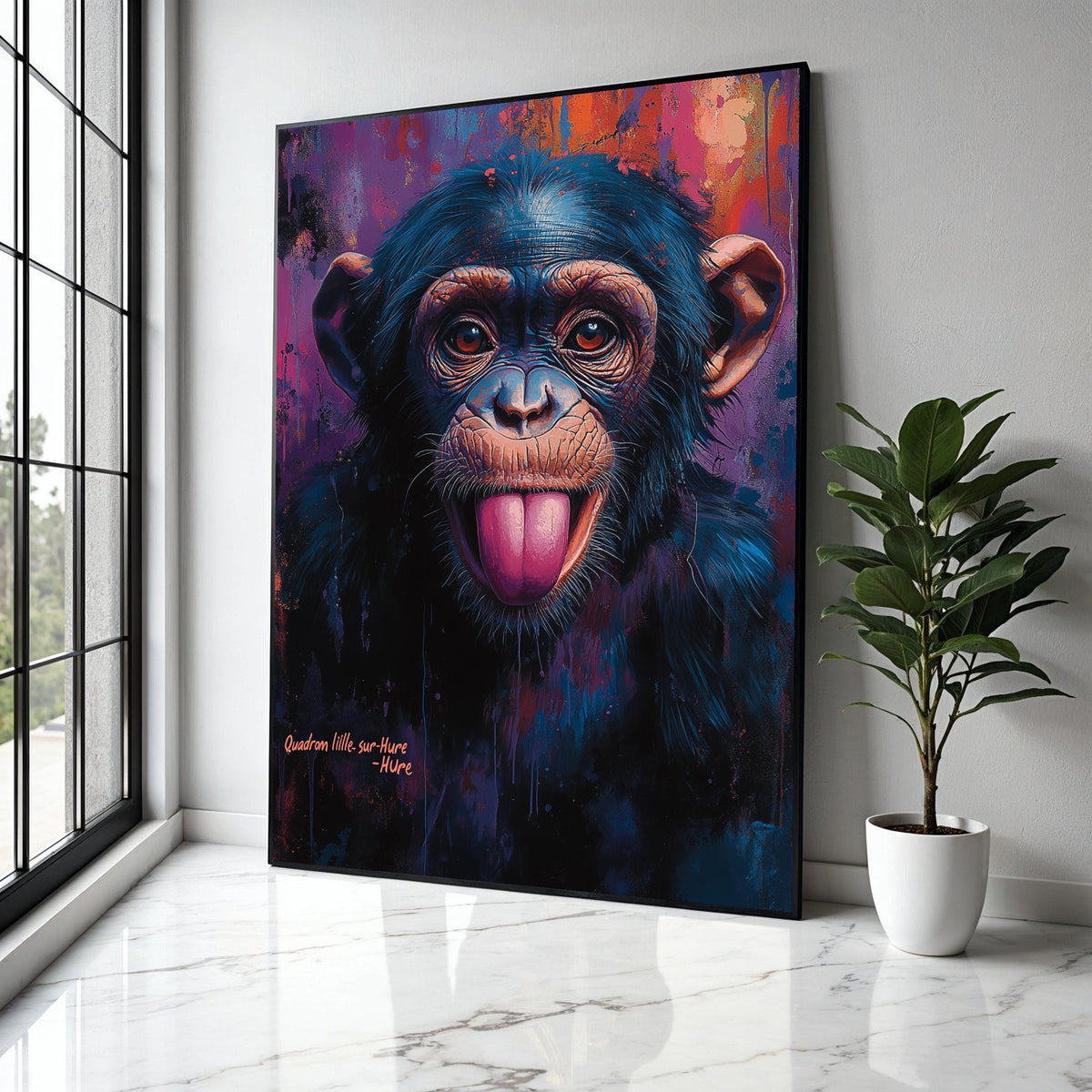 Playful Monkey Portrait Canvas, Colorful Animal Wall Art, Modern Wildlife Canvas Decor, Fun Primate Face Gift Art, Home Decor, Print