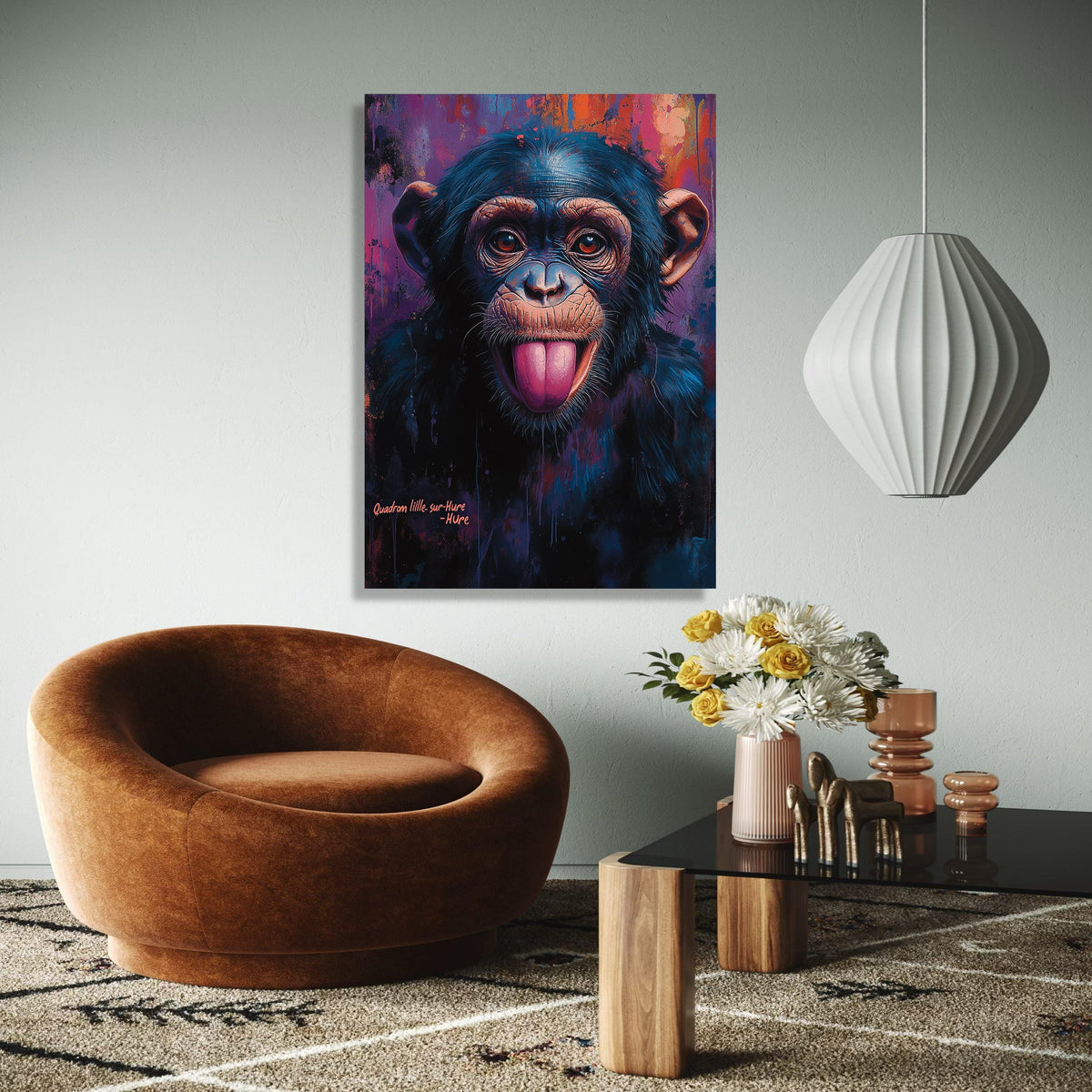 Playful Monkey Portrait Canvas, Colorful Animal Wall Art, Modern Wildlife Canvas Decor, Fun Primate Face Gift Art, Home Decor, Print