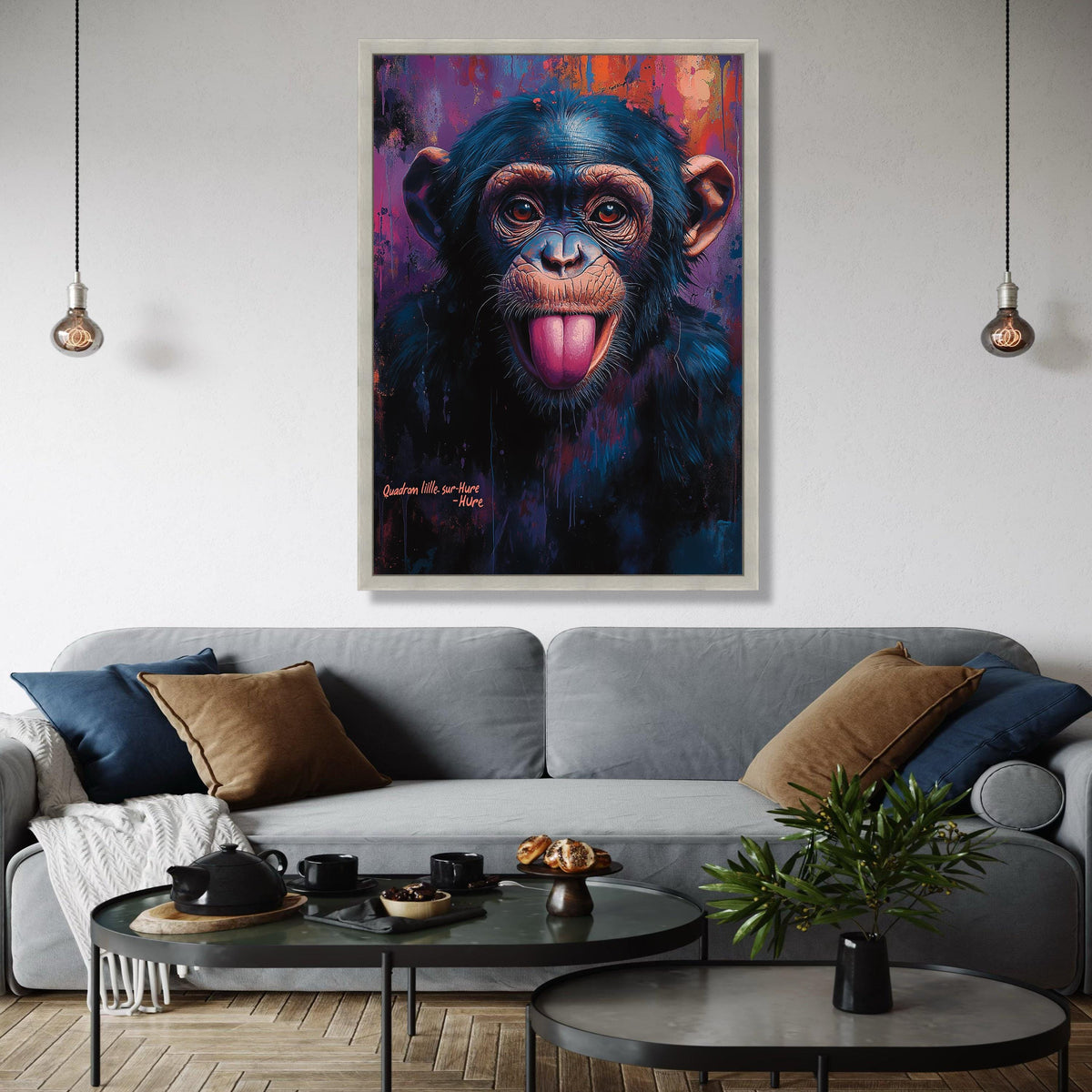 Playful Monkey Portrait Canvas, Colorful Animal Wall Art, Modern Wildlife Canvas Decor, Fun Primate Face Gift Art, Home Decor, Print