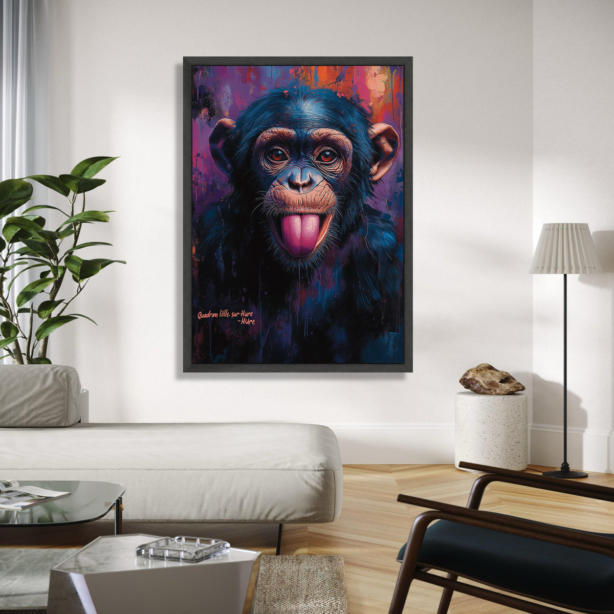 Playful Monkey Portrait Canvas, Colorful Animal Wall Art, Modern Wildlife Canvas Decor, Fun Primate Face Gift Art, Home Decor, Print