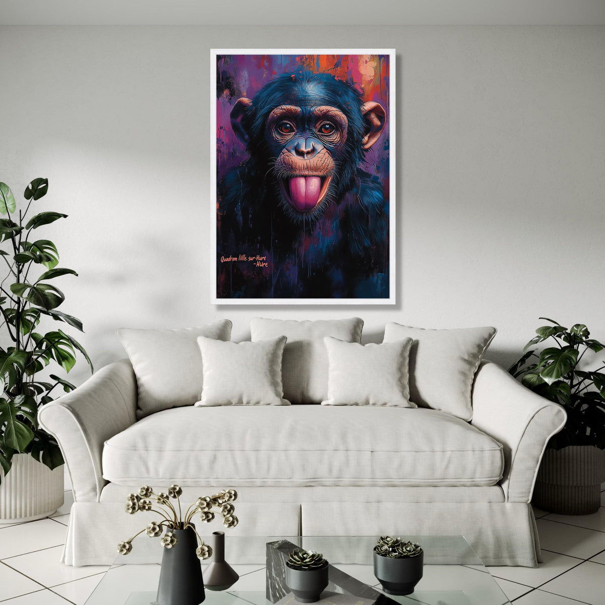 Playful Monkey Portrait Canvas, Colorful Animal Wall Art, Modern Wildlife Canvas Decor, Fun Primate Face Gift Art, Home Decor, Print