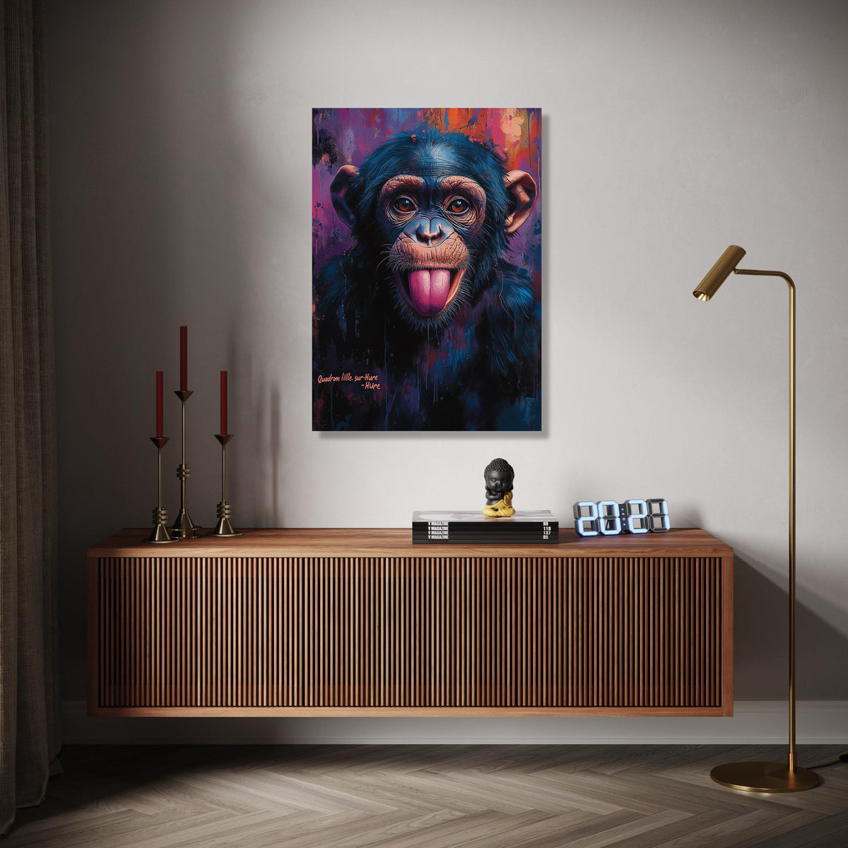 Playful Monkey Portrait Canvas, Colorful Animal Wall Art, Modern Wildlife Canvas Decor, Fun Primate Face Gift Art, Home Decor, Print