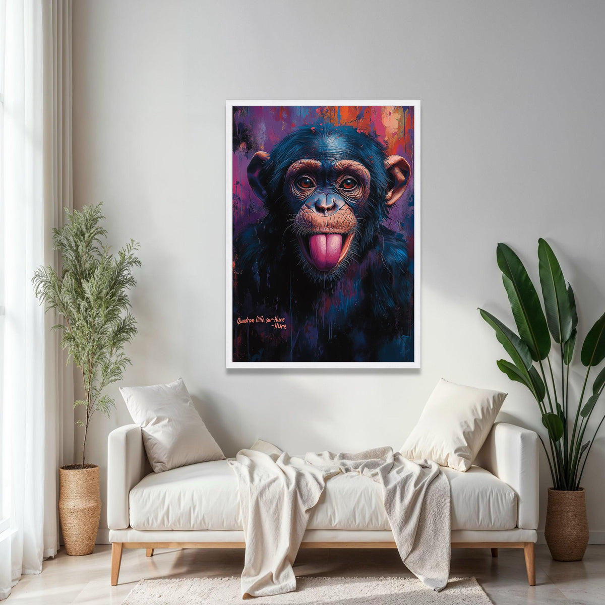 Playful Monkey Portrait Canvas, Colorful Animal Wall Art, Modern Wildlife Canvas Decor, Fun Primate Face Gift Art, Home Decor, Print