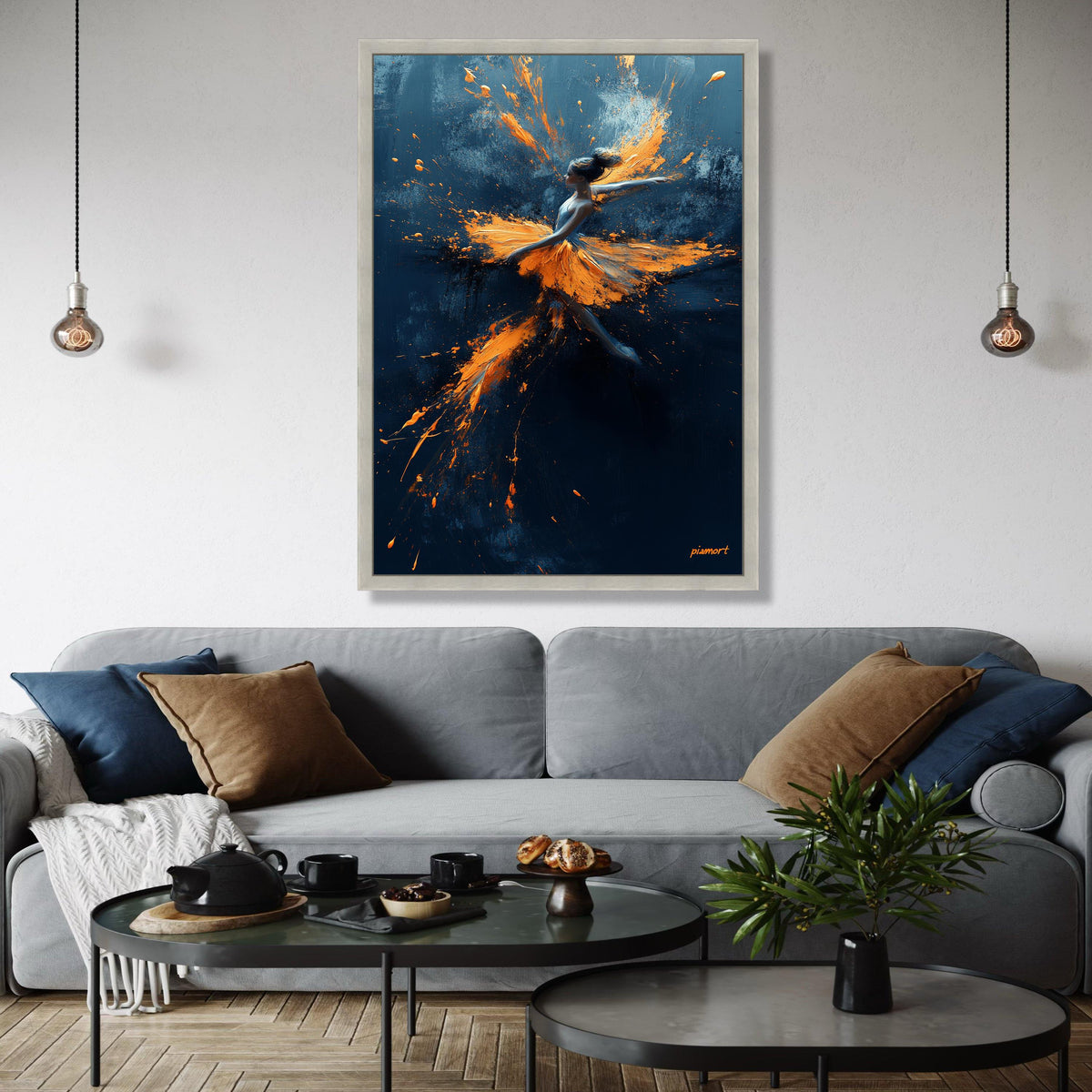 Dynamic Ballerina Dance Canvas, Abstract Ballet Art, Orange Splash Painting, Modern Wall Art, Contemporary Home Gift Art, Home Decor, Print