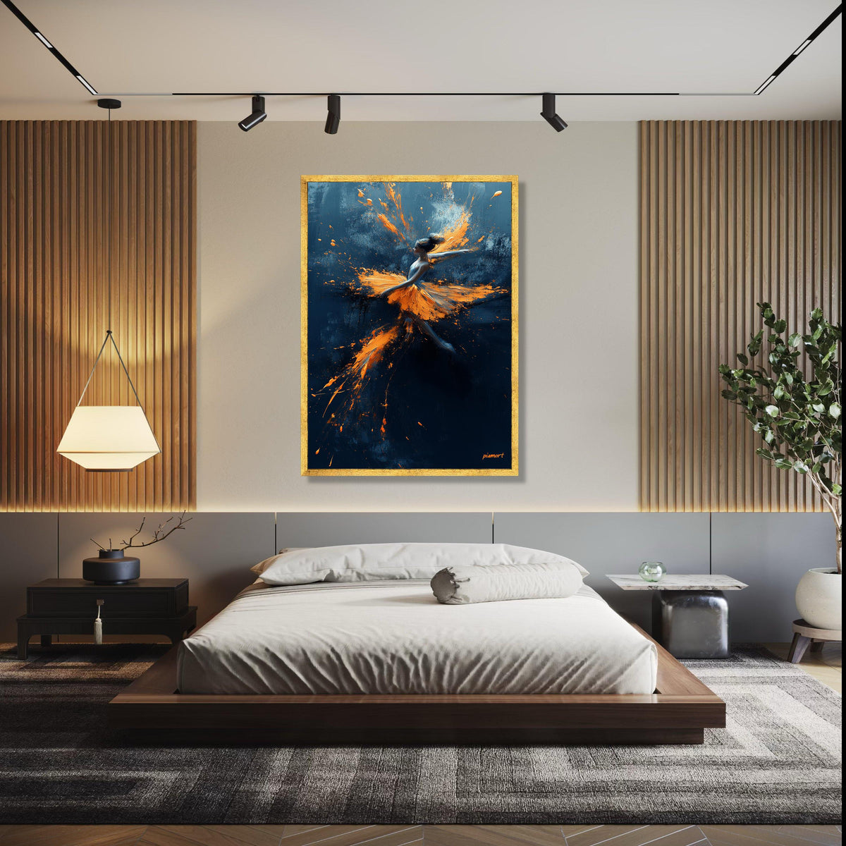 Dynamic Ballerina Dance Canvas, Abstract Ballet Art, Orange Splash Painting, Modern Wall Art, Contemporary Home Gift Art, Home Decor, Print