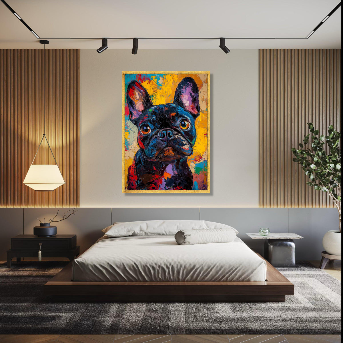 Colorful French Bulldog Portrait Canvas, Modern Abstract Dog Art, Vibrant Animal Wall Decor, Expressive Pet Gift Art, Home Decor, Print