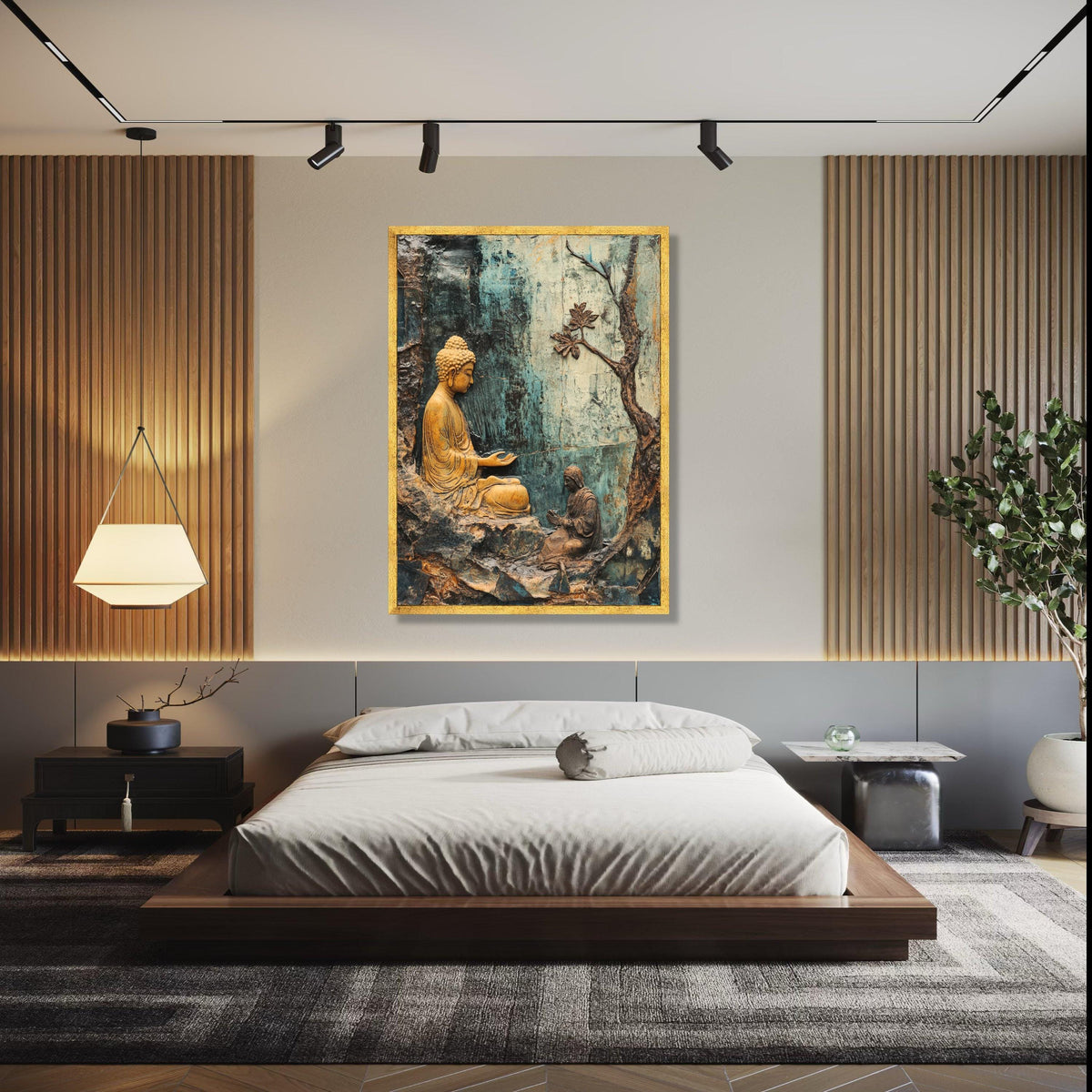 Serene Buddha Meditation Canvas Wall Art, Spiritual Zen Decor, Tranquil Buddha Sculpture Canvas, Mindfulness Gift Art, Home Decor, Print
