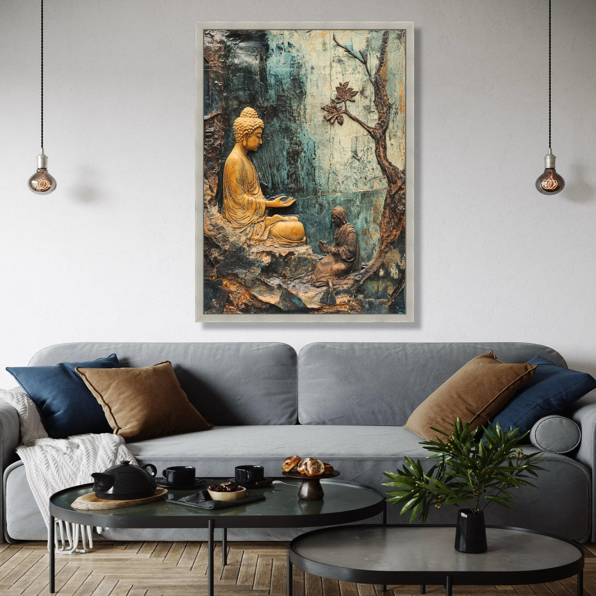 Serene Buddha Meditation Canvas Wall Art, Spiritual Zen Decor, Tranquil Buddha Sculpture Canvas, Mindfulness Gift Art, Home Decor, Print