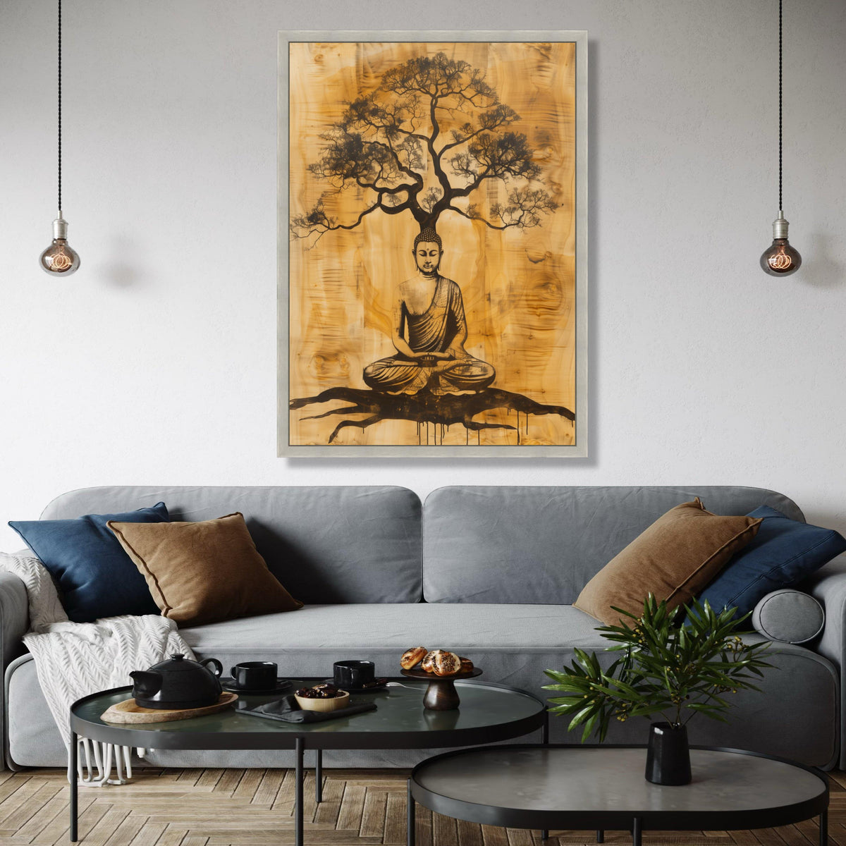 Buddha Meditation Tree Canvas, Zen Wall Art, Spiritual Home Decor, Mindfulness Artwork, Buddha Silhouette Gift Art, Home Decor, Print