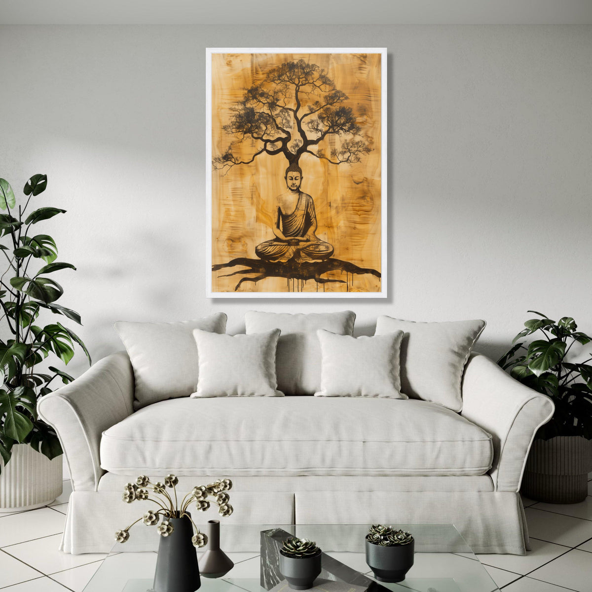 Buddha Meditation Tree Canvas, Zen Wall Art, Spiritual Home Decor, Mindfulness Artwork, Buddha Silhouette Gift Art, Home Decor, Print