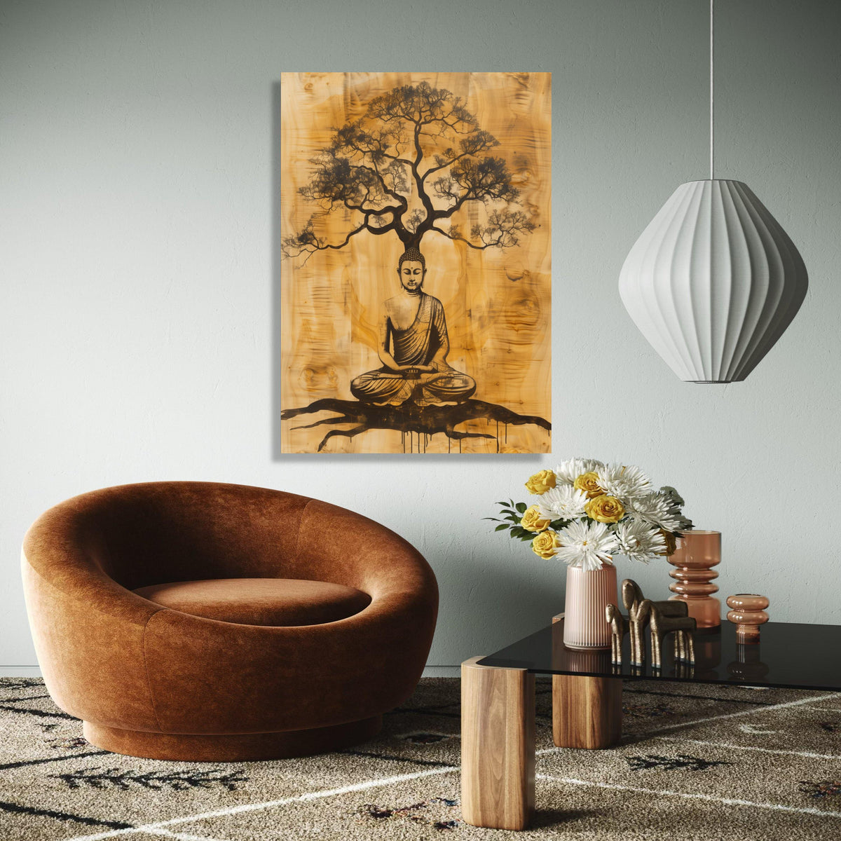 Buddha Meditation Tree Canvas, Zen Wall Art, Spiritual Home Decor, Mindfulness Artwork, Buddha Silhouette Gift Art, Home Decor, Print