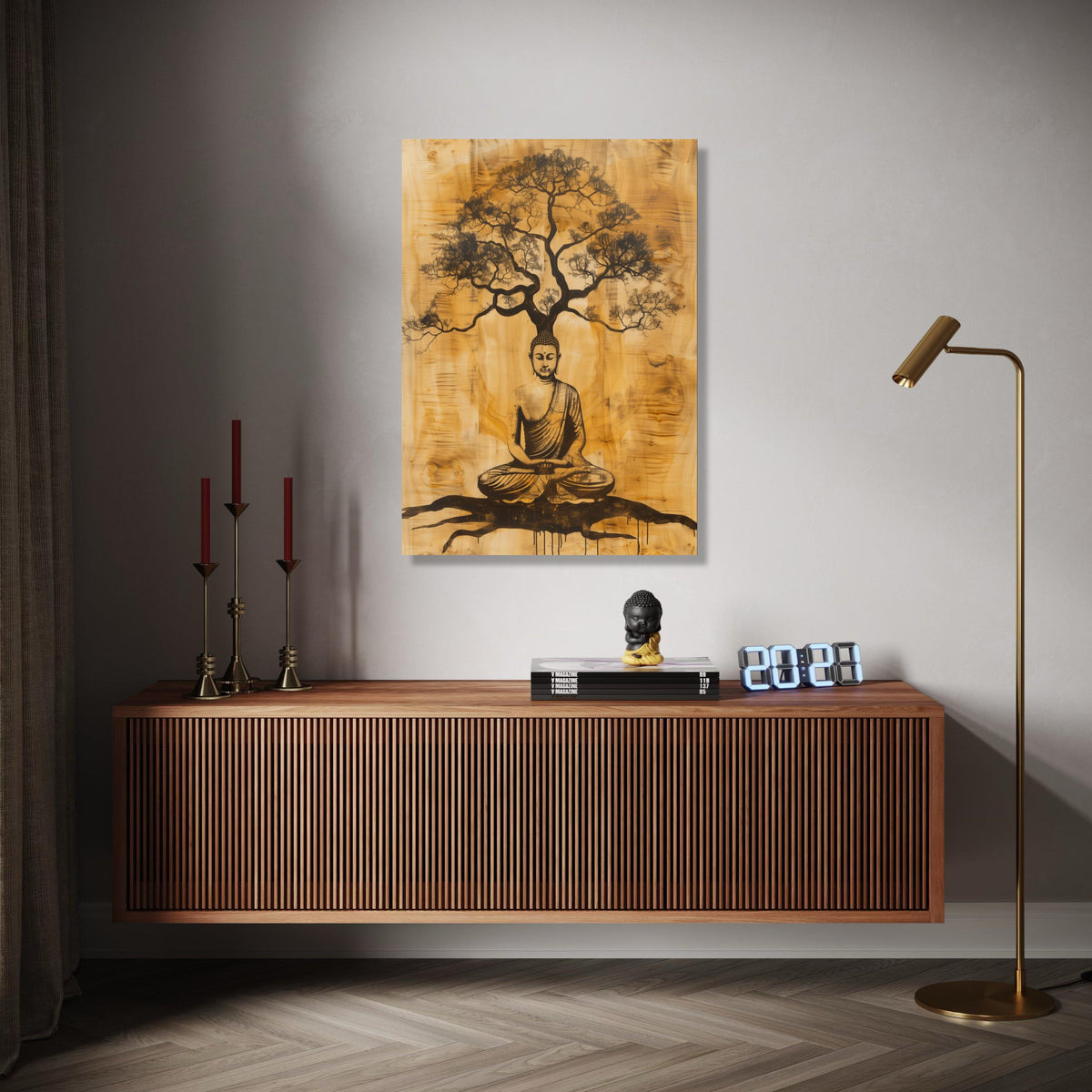Buddha Meditation Tree Canvas, Zen Wall Art, Spiritual Home Decor, Mindfulness Artwork, Buddha Silhouette Gift Art, Home Decor, Print