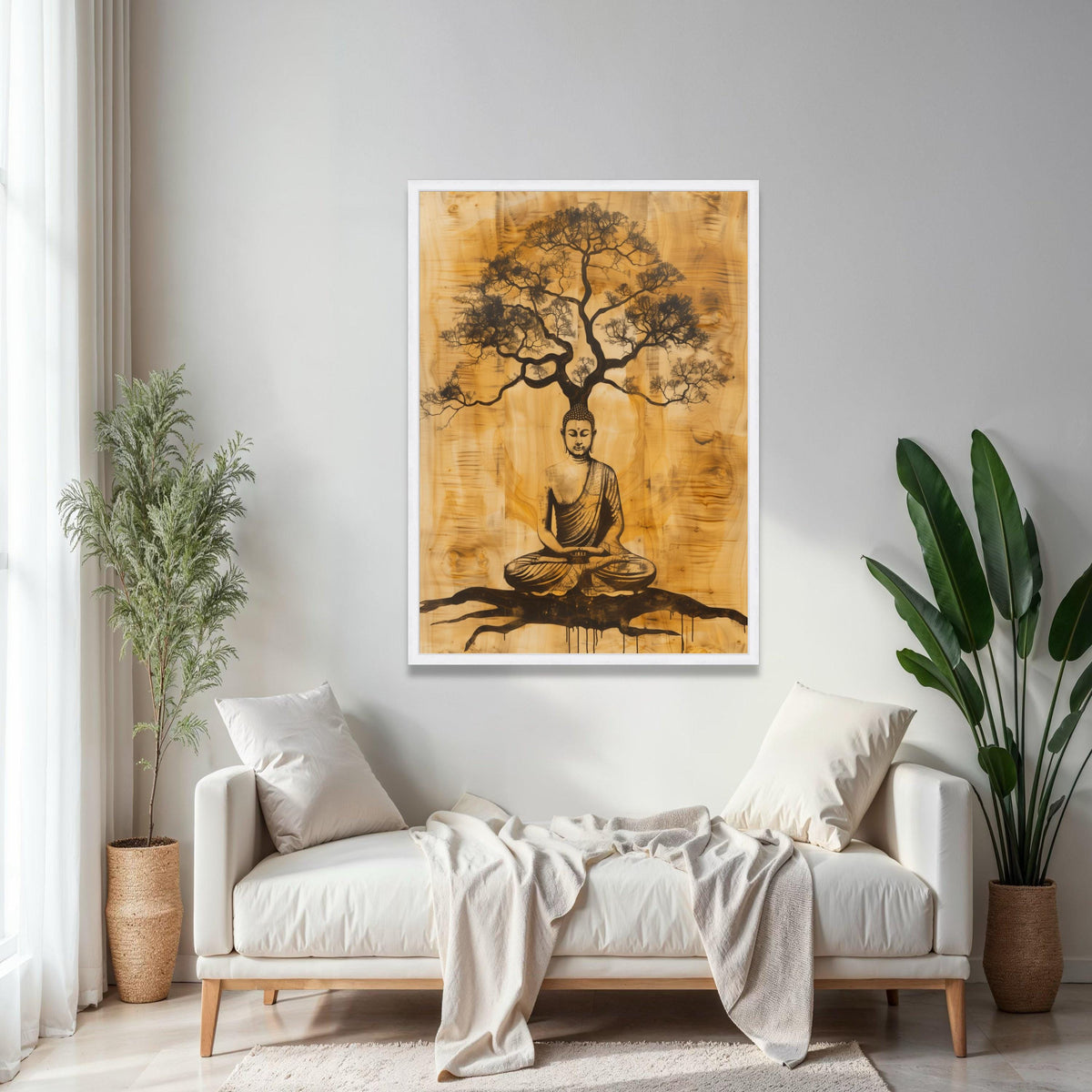 Buddha Meditation Tree Canvas, Zen Wall Art, Spiritual Home Decor, Mindfulness Artwork, Buddha Silhouette Gift Art, Home Decor, Print