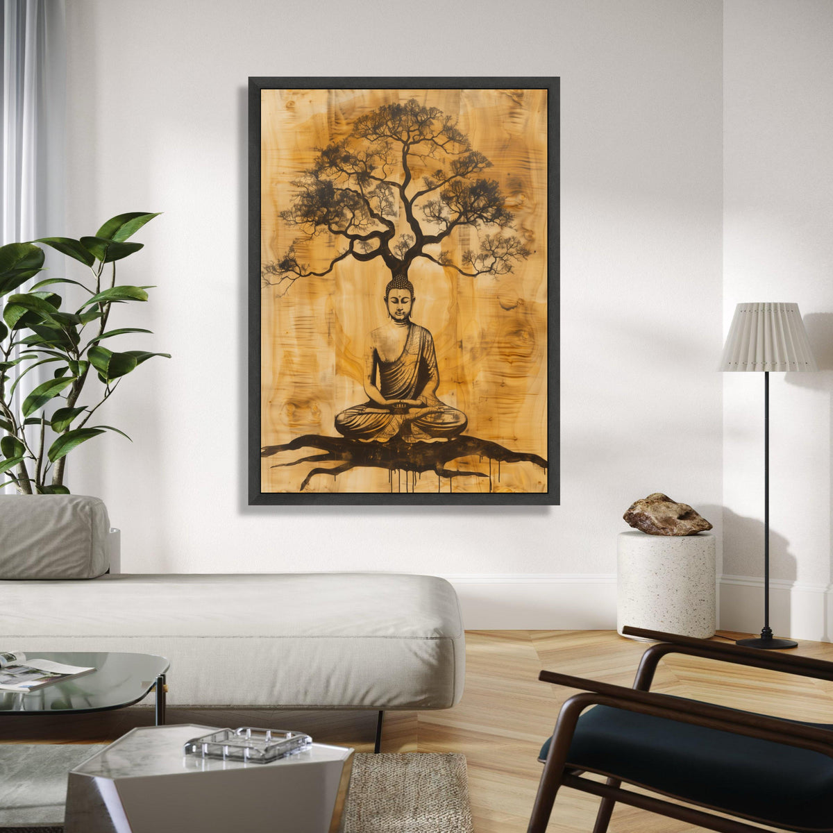 Buddha Meditation Tree Canvas, Zen Wall Art, Spiritual Home Decor, Mindfulness Artwork, Buddha Silhouette Gift Art, Home Decor, Print