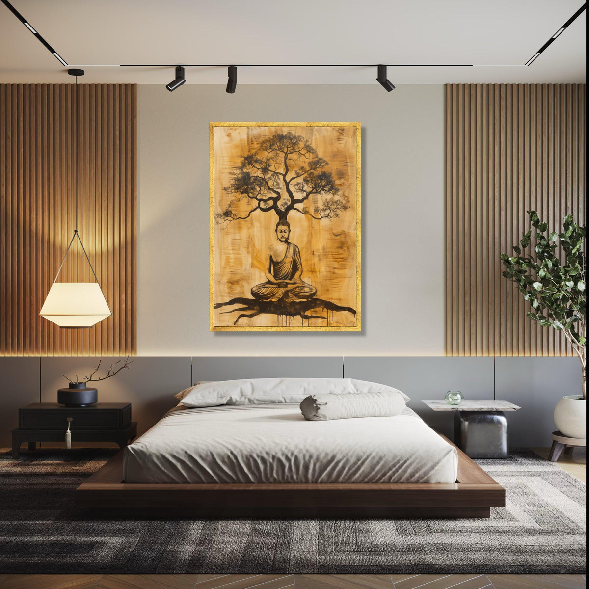 Buddha Meditation Tree Canvas, Zen Wall Art, Spiritual Home Decor, Mindfulness Artwork, Buddha Silhouette Gift Art, Home Decor, Print