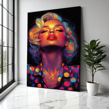 Vibrant Retro Glam Portrait Canvas, Colorful Pop Art Face Wall Decor, Bold Modern Woman Painting, Neon Style Gift Art, Home Decor, Print