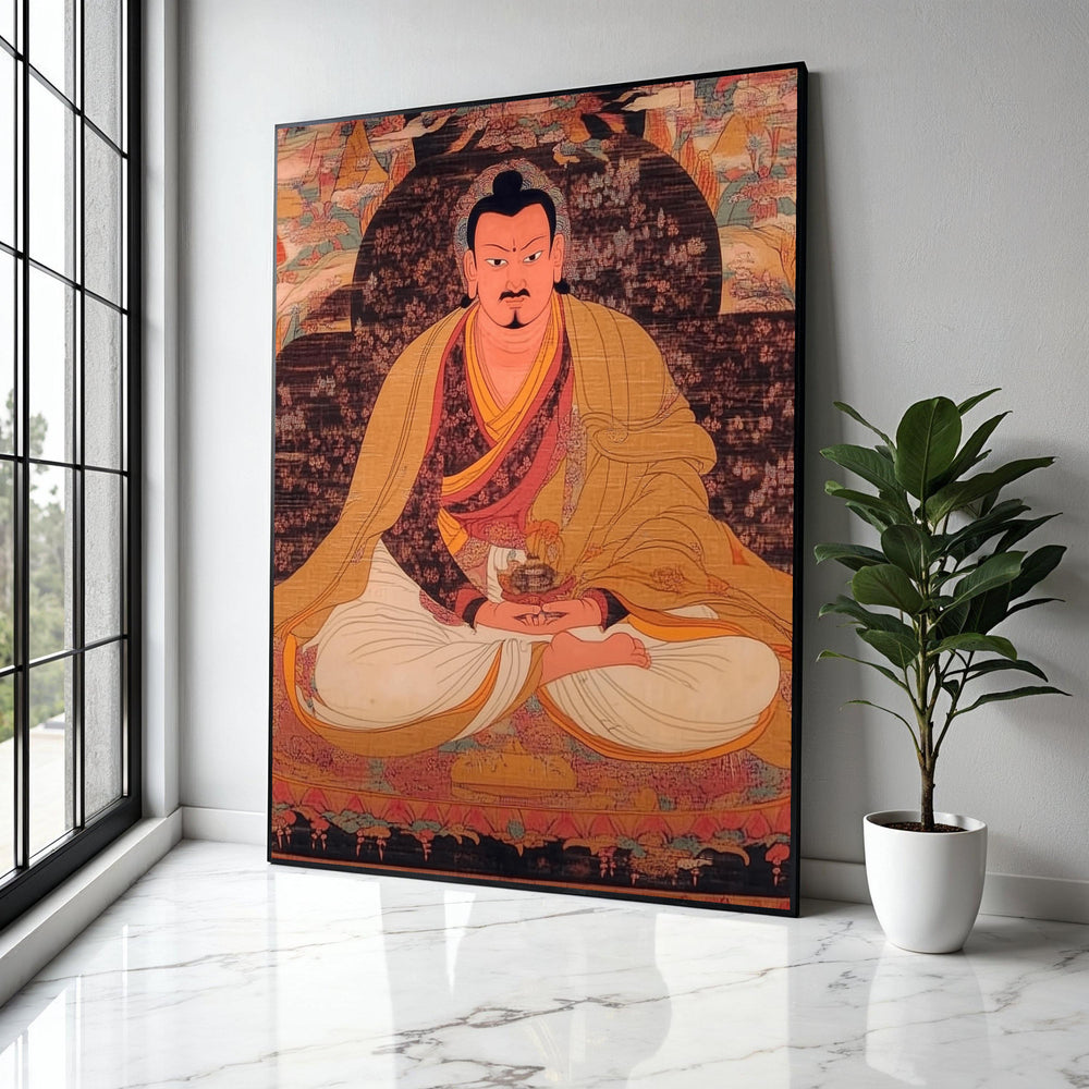 Tibetan Lama Monk Portrait Canvas Wall Art, Meditation Figure Painting, Spiritual Thangka Style Artwork, Asian Gift Art, Home Decor, Print