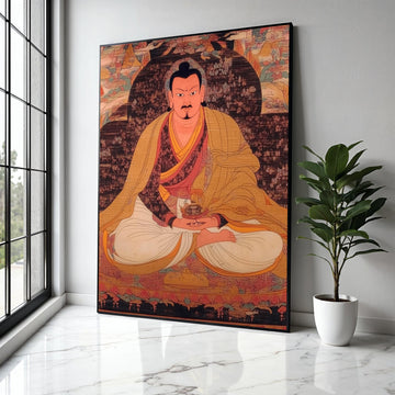 Tibetan Lama Monk Portrait Canvas Wall Art, Meditation Figure Painting, Spiritual Thangka Style Artwork, Asian Gift Art, Home Decor, Print