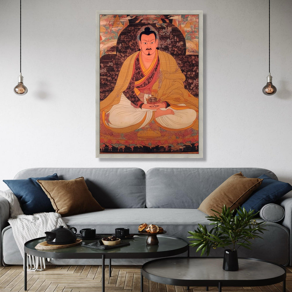 Tibetan Lama Monk Portrait Canvas Wall Art, Meditation Figure Painting, Spiritual Thangka Style Artwork, Asian Gift Art, Home Decor, Print