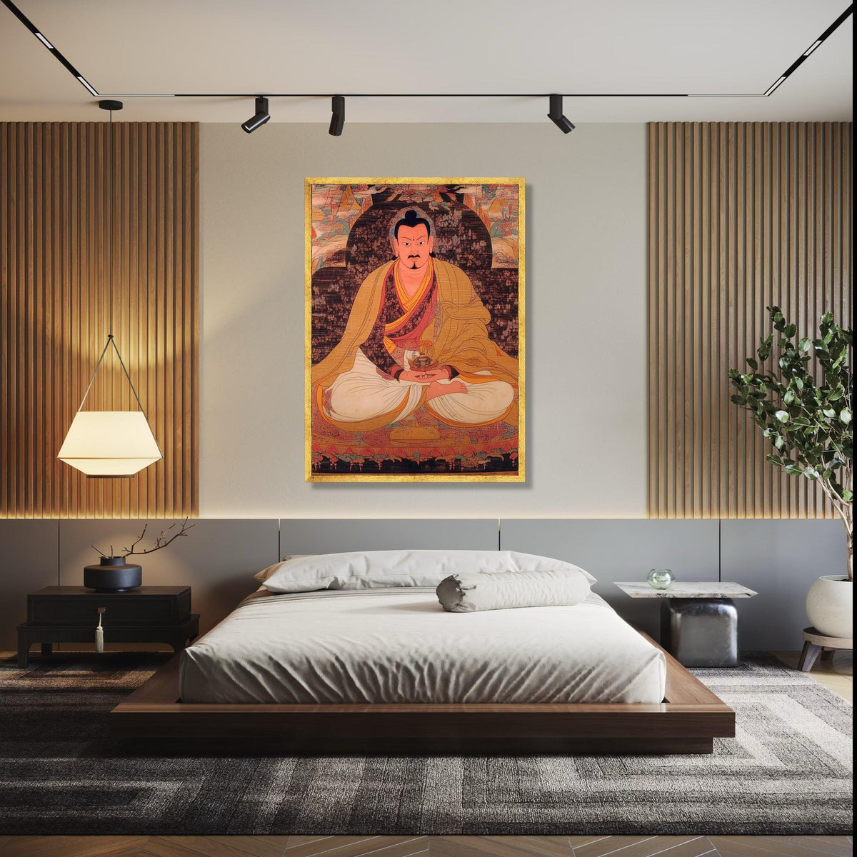 Tibetan Lama Monk Portrait Canvas Wall Art, Meditation Figure Painting, Spiritual Thangka Style Artwork, Asian Gift Art, Home Decor, Print