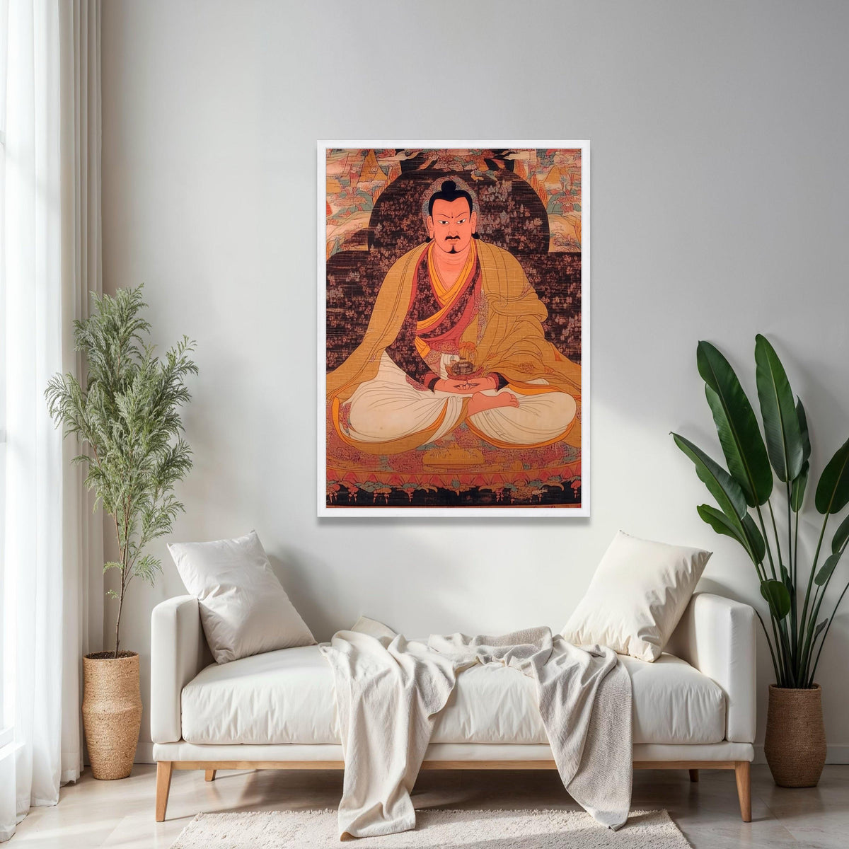 Tibetan Lama Monk Portrait Canvas Wall Art, Meditation Figure Painting, Spiritual Thangka Style Artwork, Asian Gift Art, Home Decor, Print
