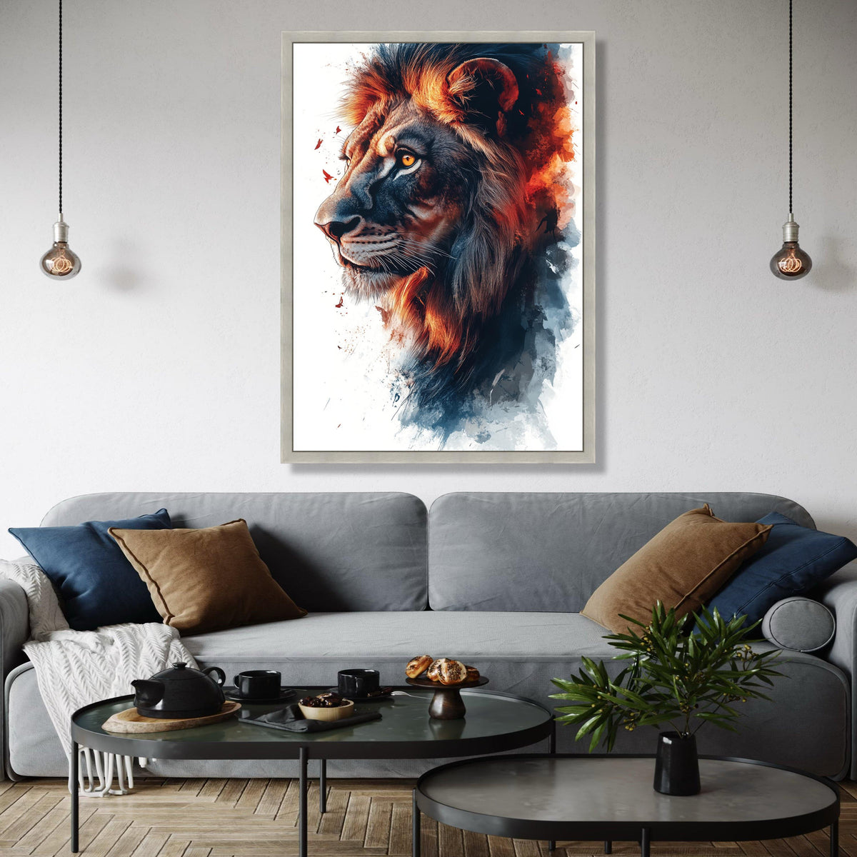 Majestic Lion Portrait Canvas, Fiery Mane Animal Wall Art, Wildlife Painting, Bold Safari Home Decor, Ready to Gift Art, Home Decor, Print