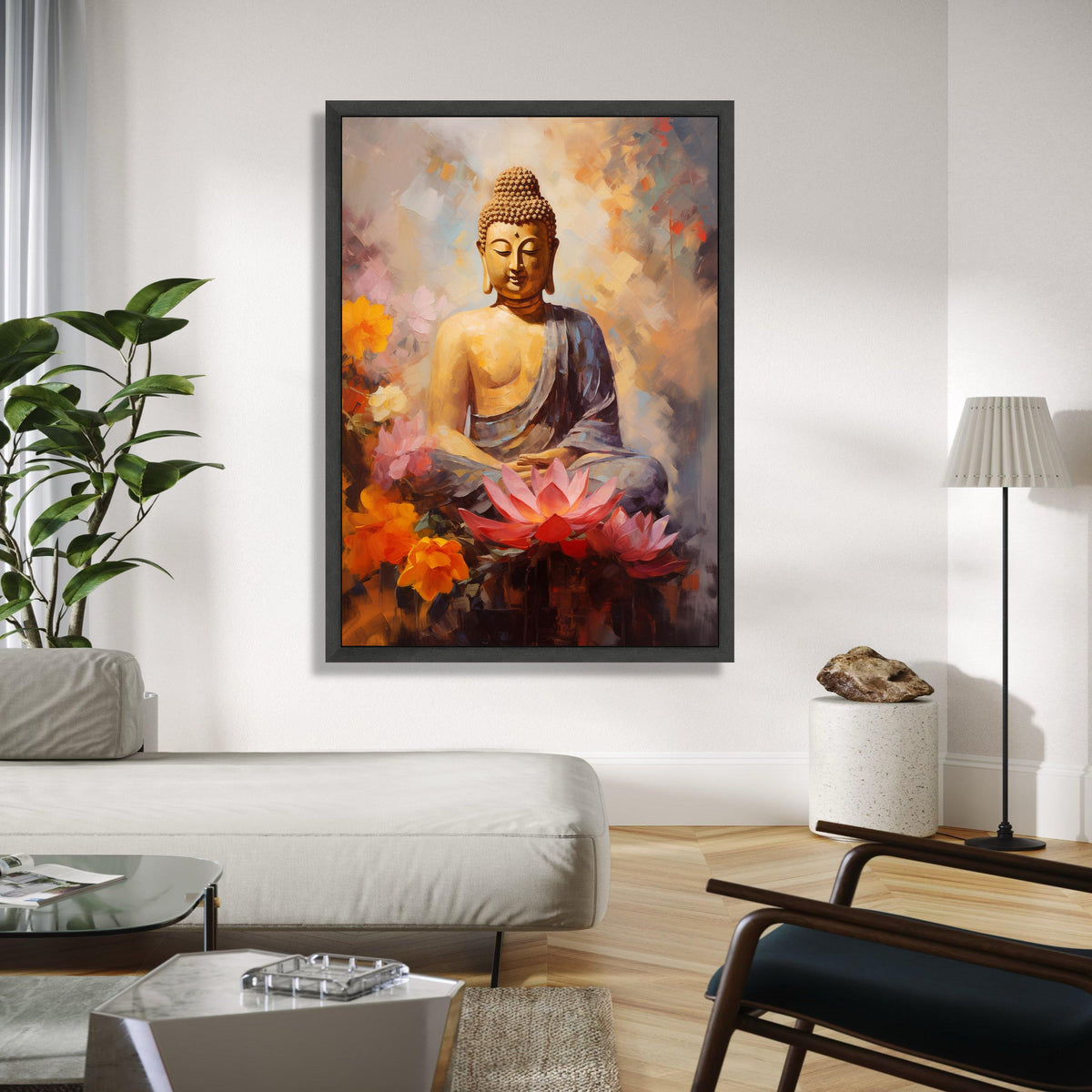 Serene Buddha Meditation Canvas, Lotus Flower Wall Art, Spiritual Home Decor, Zen Inspired Canvas, Tranquil Gift Art, Home Decor, Print