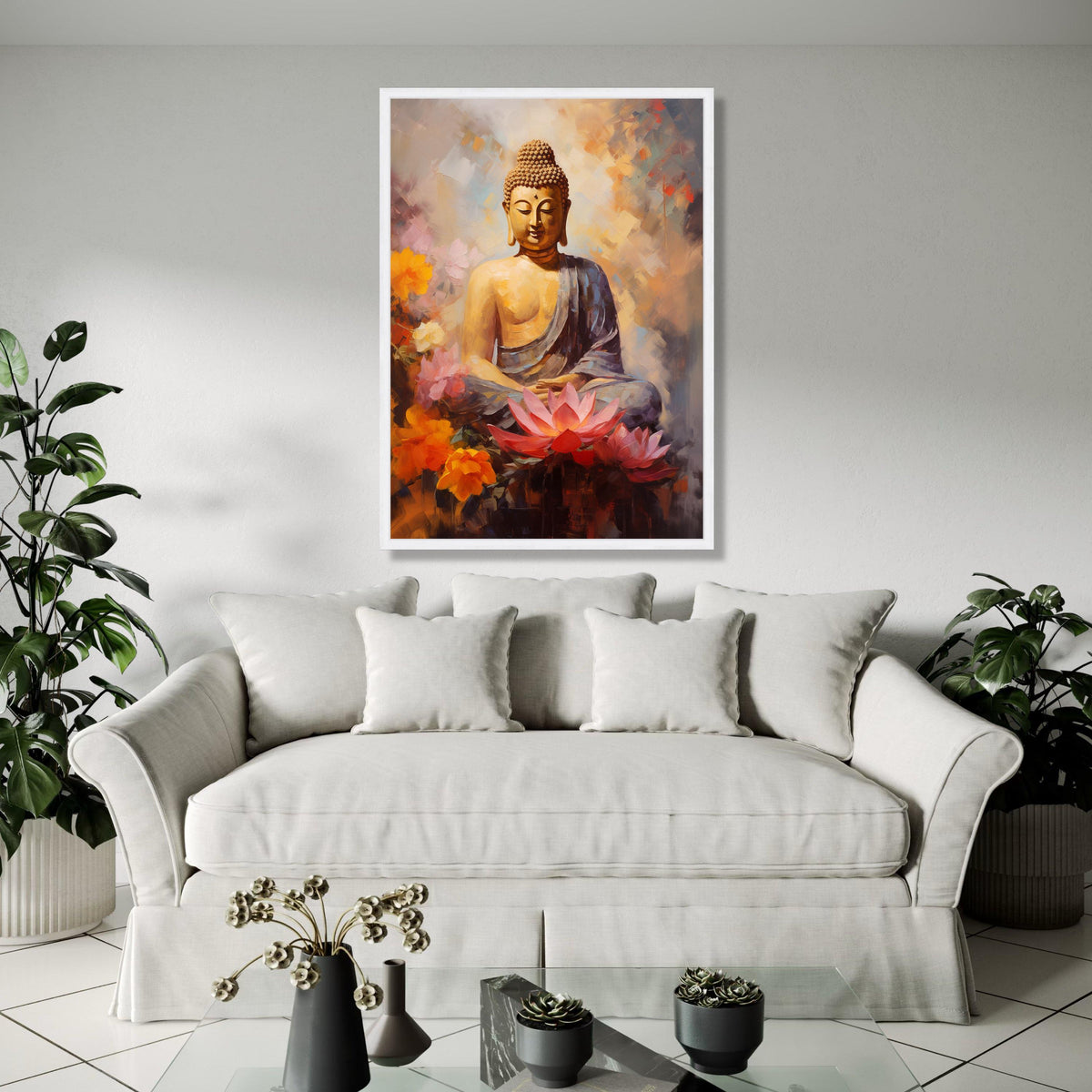 Serene Buddha Meditation Canvas, Lotus Flower Wall Art, Spiritual Home Decor, Zen Inspired Canvas, Tranquil Gift Art, Home Decor, Print