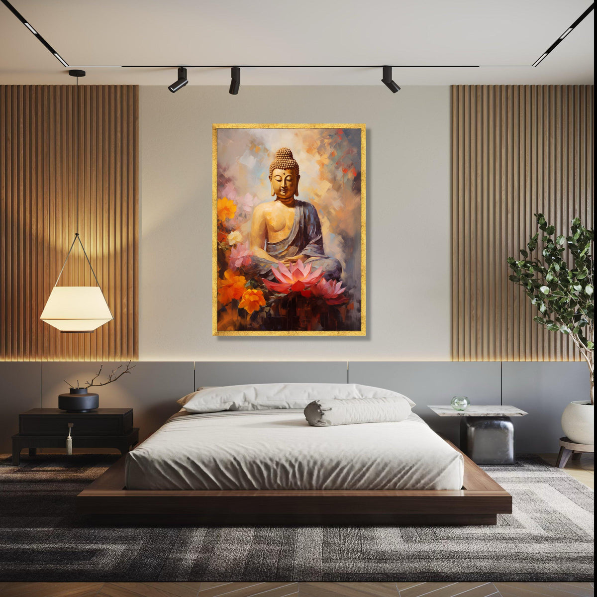 Serene Buddha Meditation Canvas, Lotus Flower Wall Art, Spiritual Home Decor, Zen Inspired Canvas, Tranquil Gift Art, Home Decor, Print