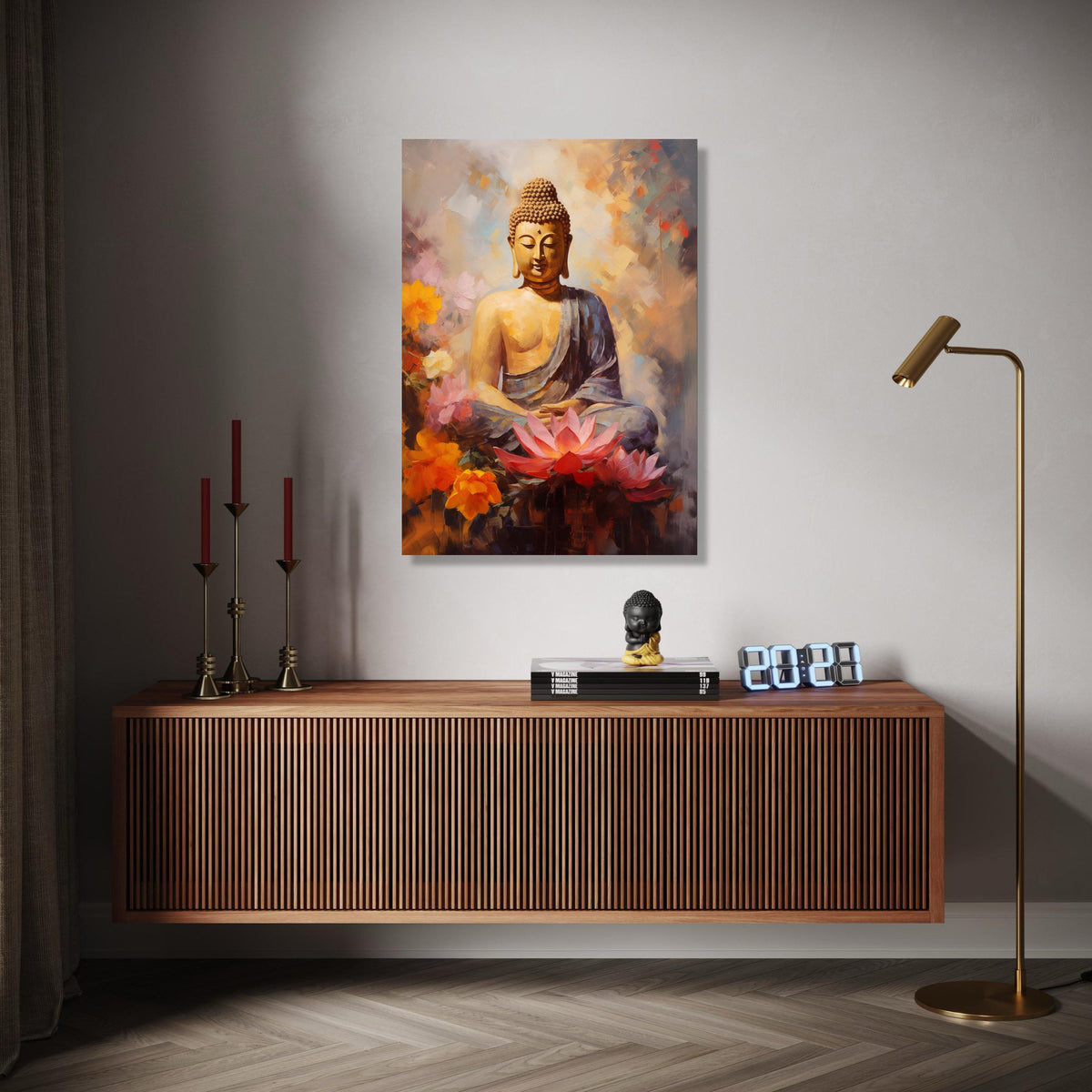 Serene Buddha Meditation Canvas, Lotus Flower Wall Art, Spiritual Home Decor, Zen Inspired Canvas, Tranquil Gift Art, Home Decor, Print