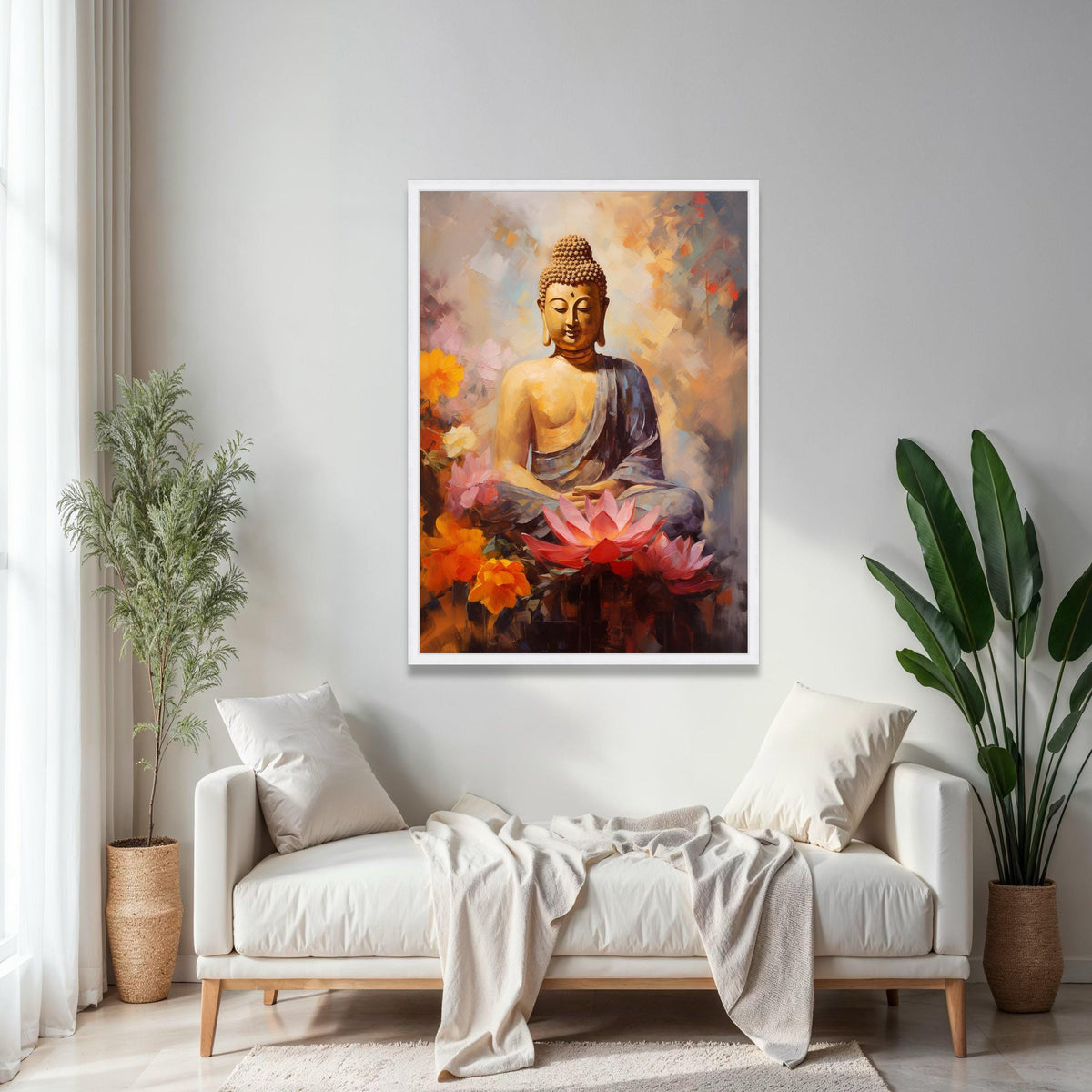 Serene Buddha Meditation Canvas, Lotus Flower Wall Art, Spiritual Home Decor, Zen Inspired Canvas, Tranquil Gift Art, Home Decor, Print