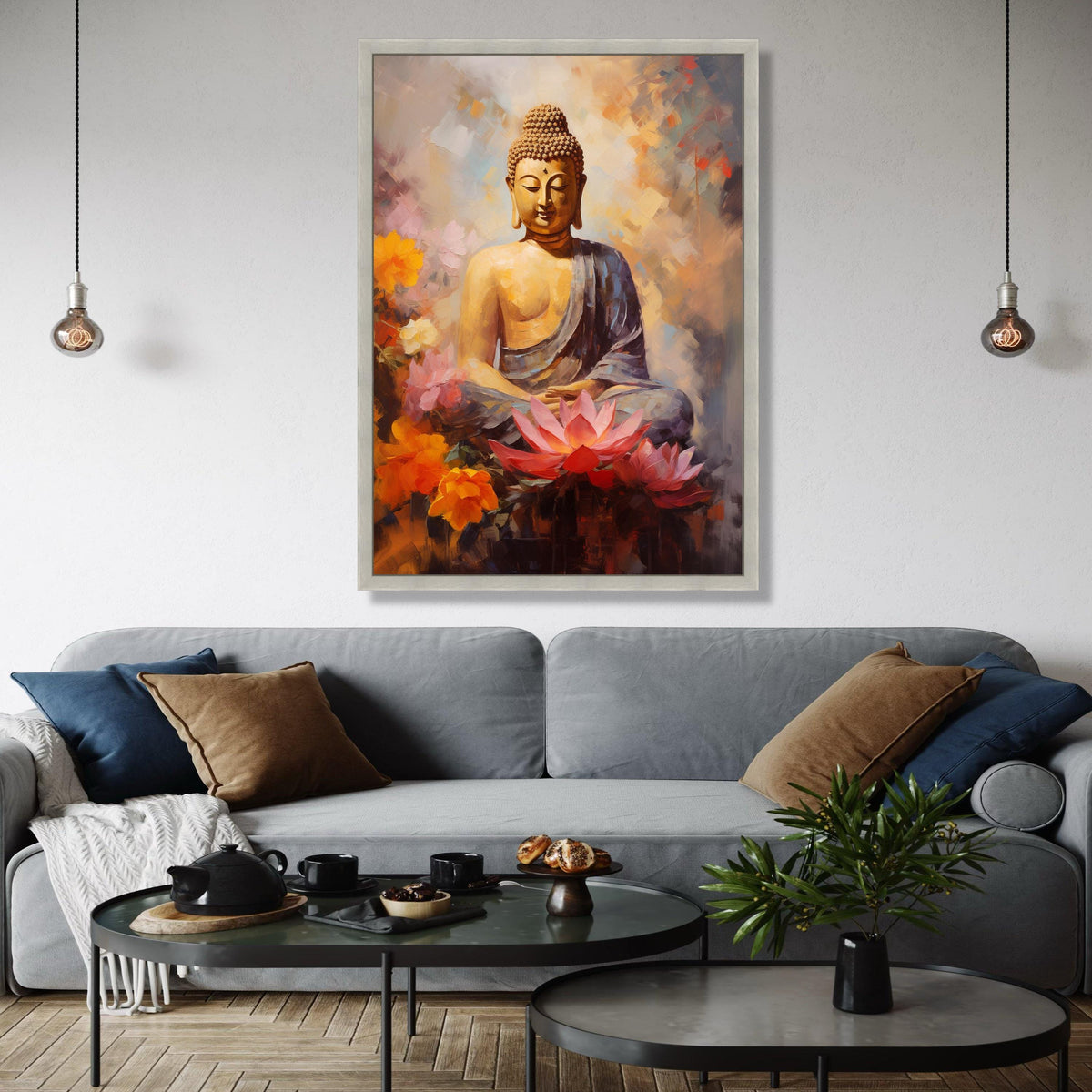 Serene Buddha Meditation Canvas, Lotus Flower Wall Art, Spiritual Home Decor, Zen Inspired Canvas, Tranquil Gift Art, Home Decor, Print