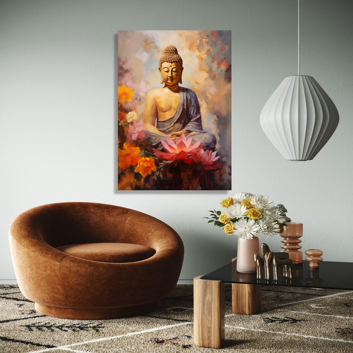 Serene Buddha Meditation Canvas, Lotus Flower Wall Art, Spiritual Home Decor, Zen Inspired Canvas, Tranquil Gift Art, Home Decor, Print