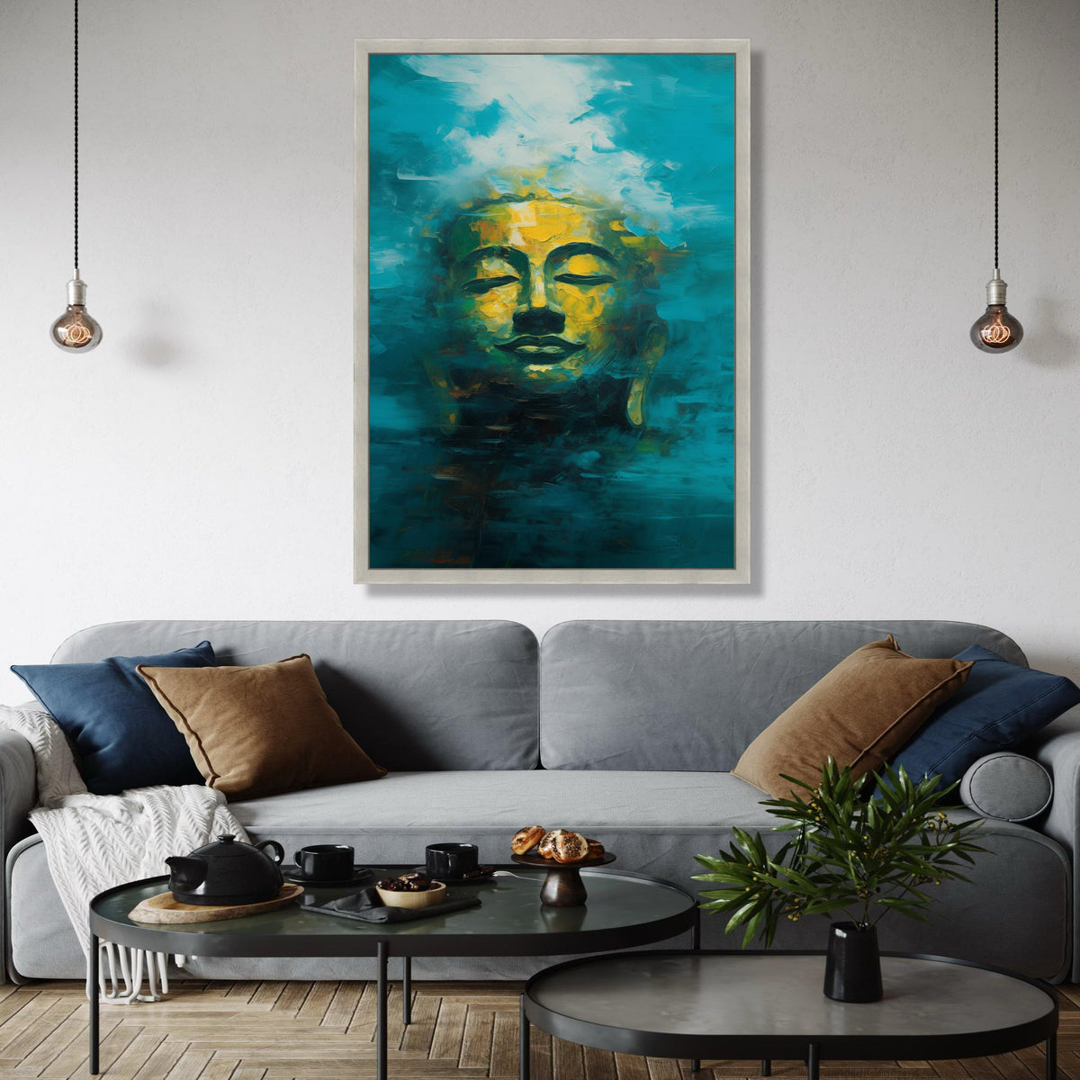 Serene Buddha Face Canvas Wall Art, Abstract Spiritual Painting, Meditation Decor, Zen Home Decoration, Tranquil Gift Art, Home Decor, Print