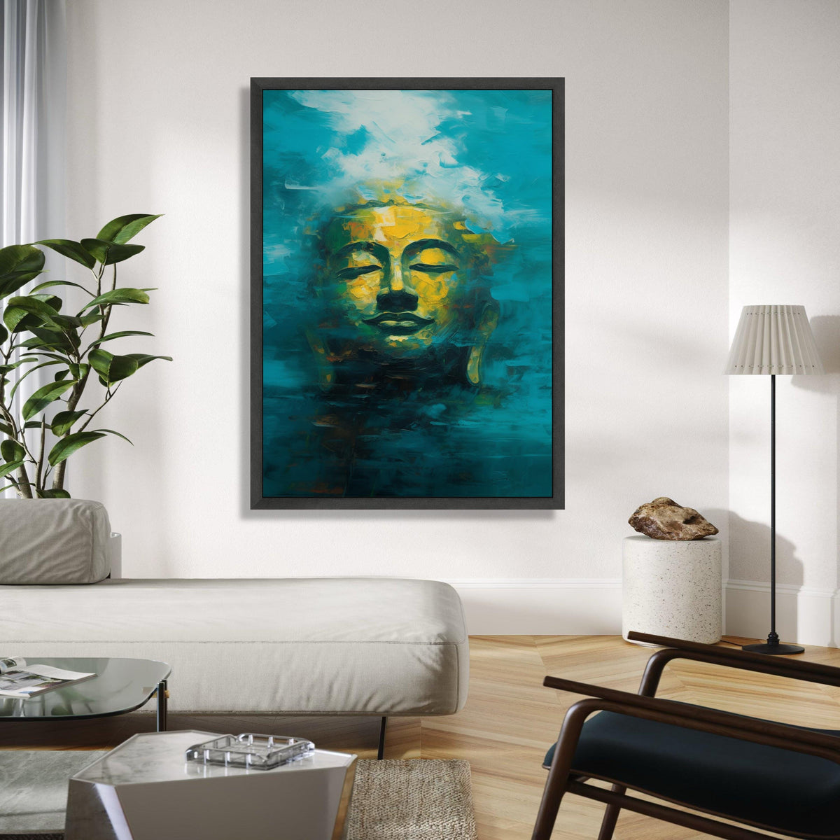 Serene Buddha Face Canvas Wall Art, Abstract Spiritual Painting, Meditation Decor, Zen Home Decoration, Tranquil Gift Art, Home Decor, Print