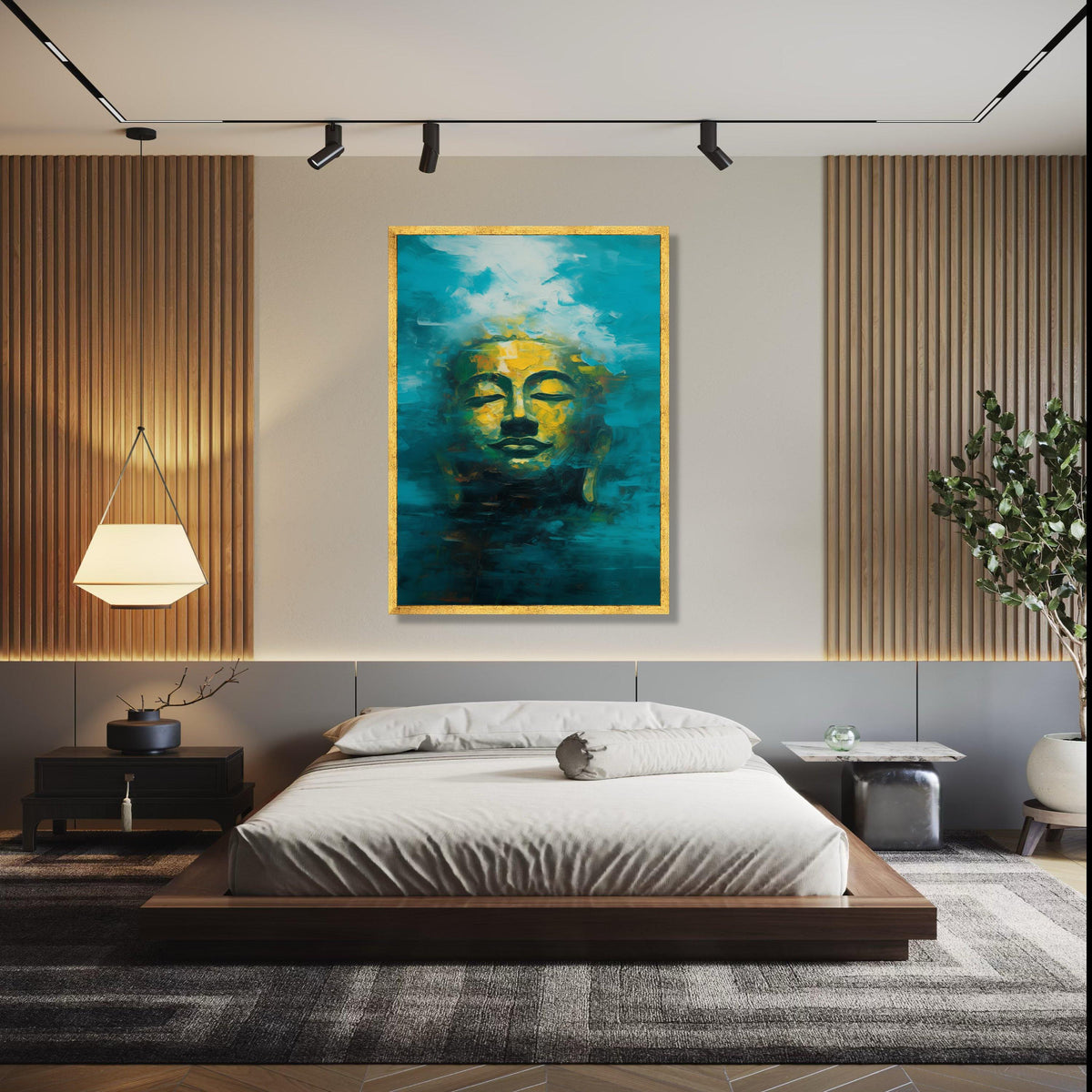 Serene Buddha Face Canvas Wall Art, Abstract Spiritual Painting, Meditation Decor, Zen Home Decoration, Tranquil Gift Art, Home Decor, Print