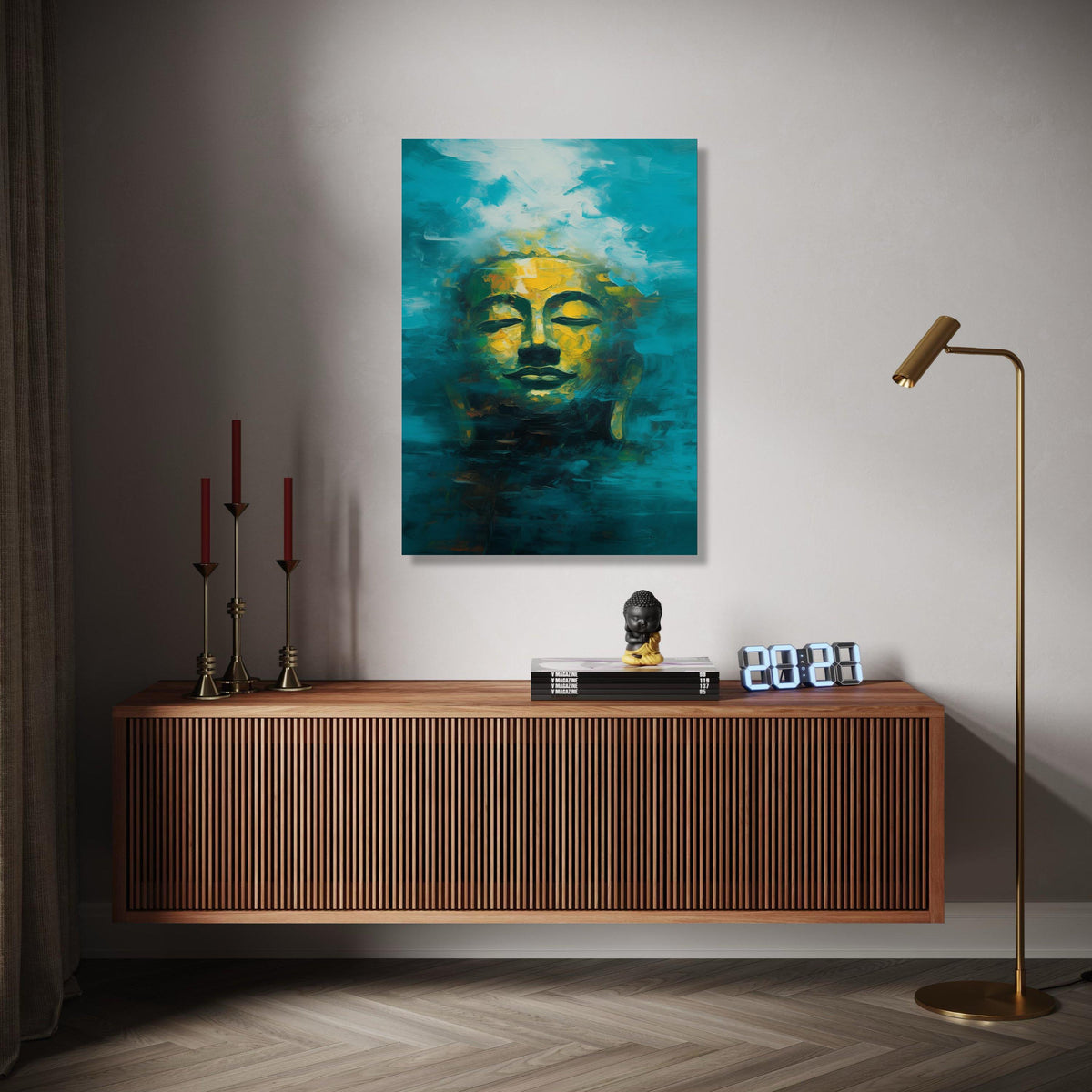 Serene Buddha Face Canvas Wall Art, Abstract Spiritual Painting, Meditation Decor, Zen Home Decoration, Tranquil Gift Art, Home Decor, Print