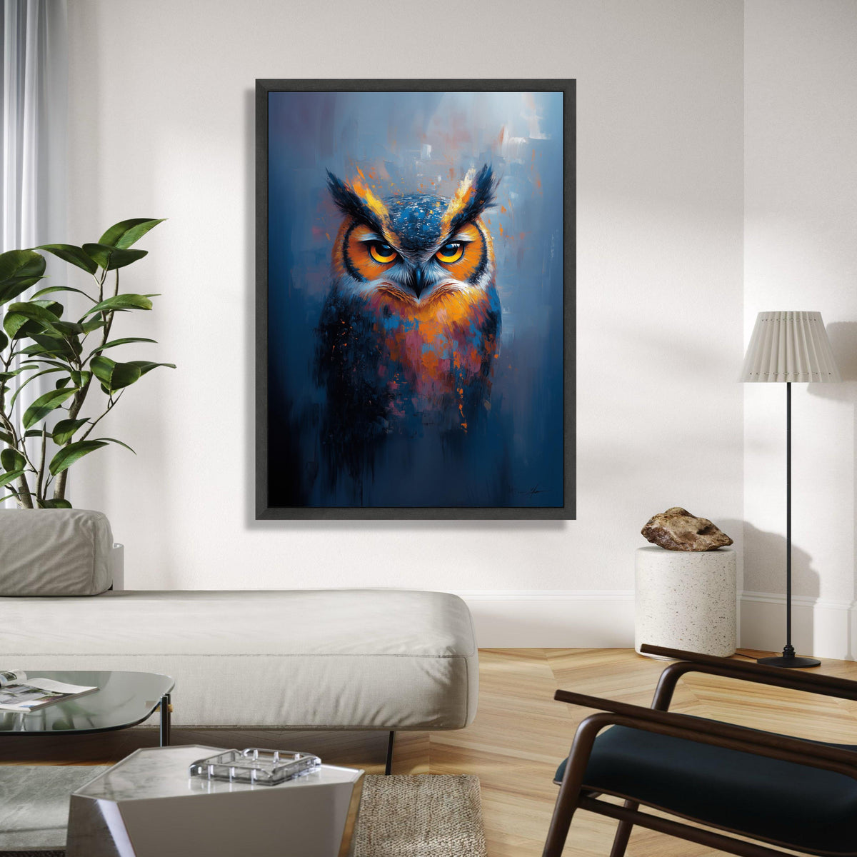 Fierce Abstract Owl Painting, Colorful Wildlife Canvas Wall Art, Modern Bird Portrait, Home Decoration Art, Gift Art, Home Decor, Print