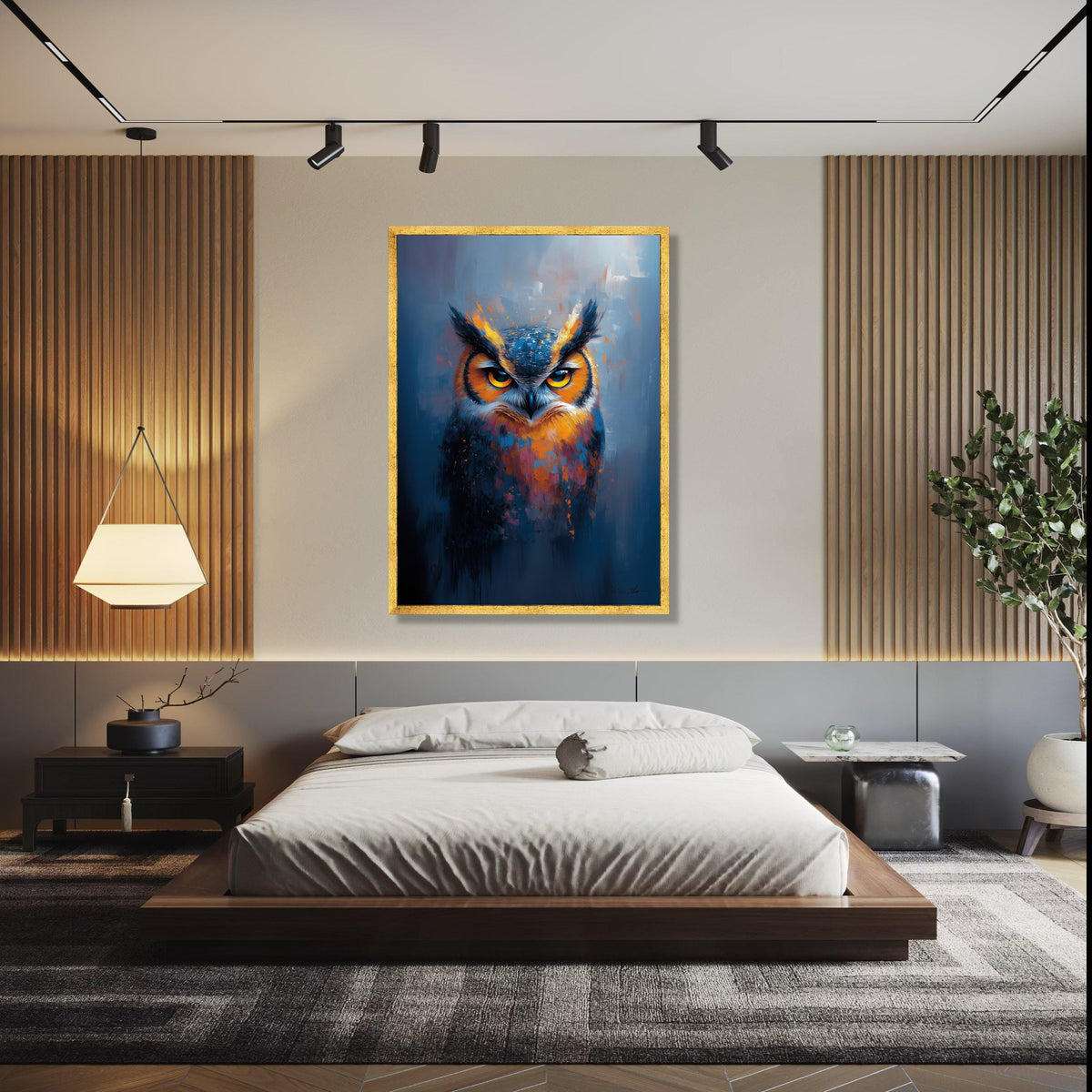 Fierce Abstract Owl Painting, Colorful Wildlife Canvas Wall Art, Modern Bird Portrait, Home Decoration Art, Gift Art, Home Decor, Print