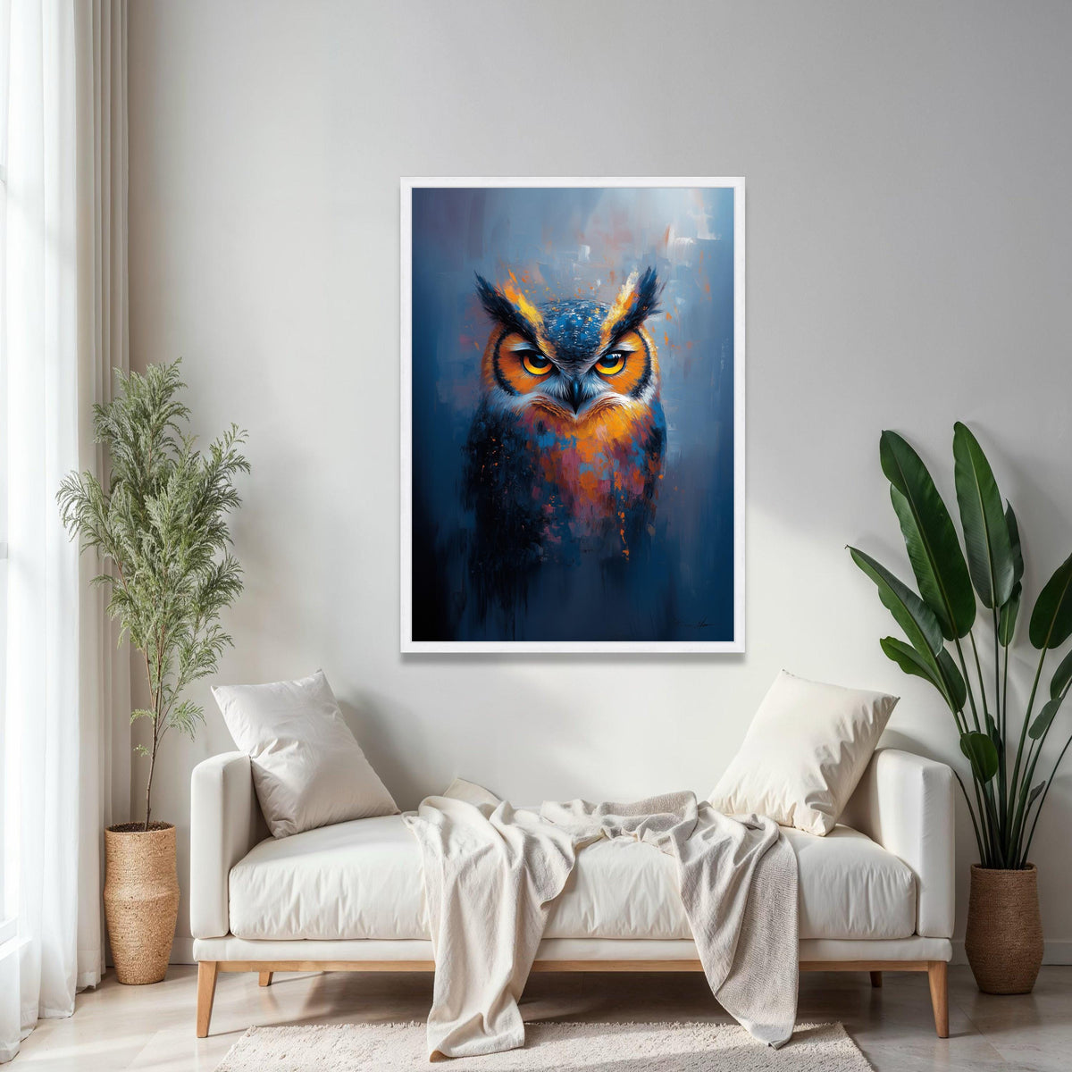 Fierce Abstract Owl Painting, Colorful Wildlife Canvas Wall Art, Modern Bird Portrait, Home Decoration Art, Gift Art, Home Decor, Print