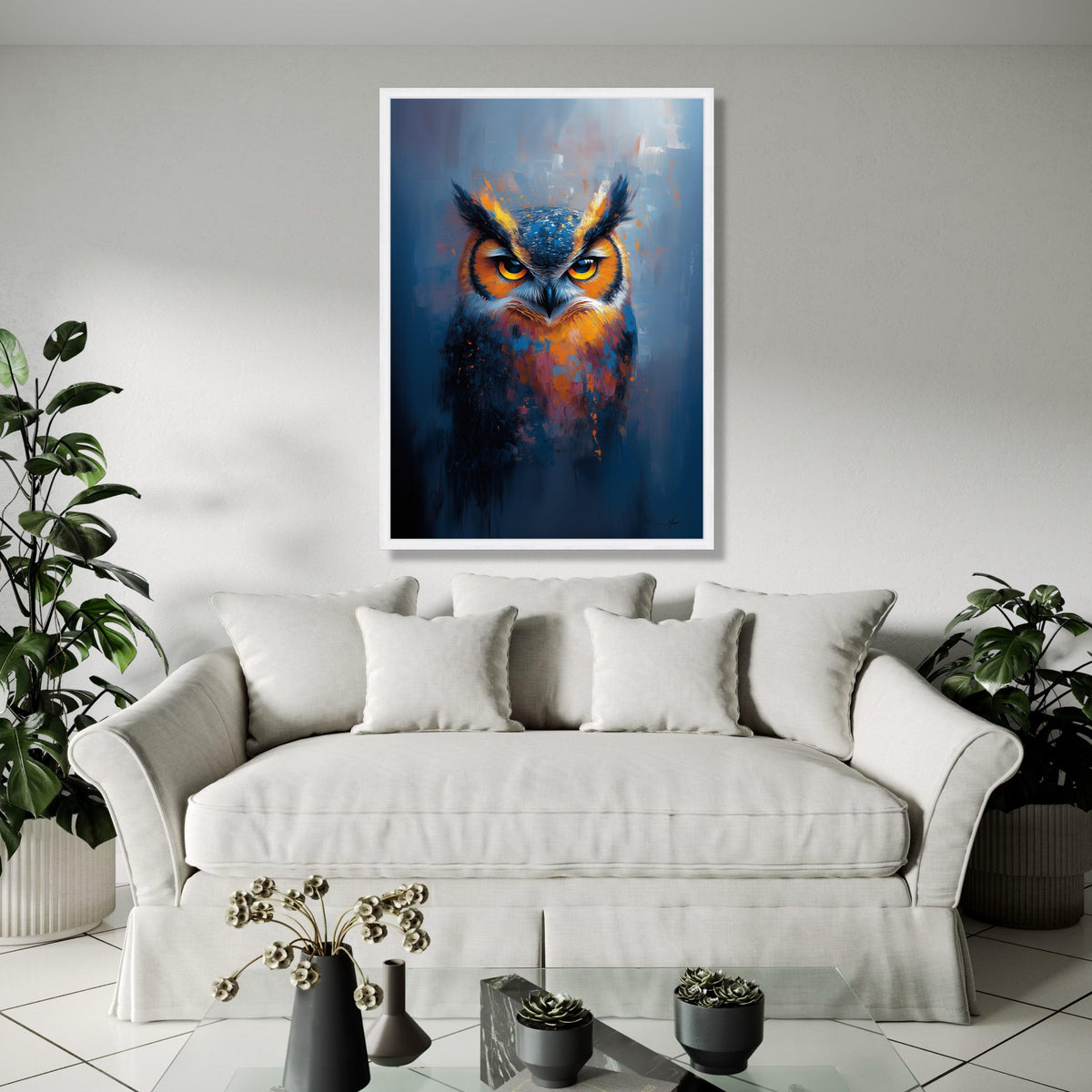 Fierce Abstract Owl Painting, Colorful Wildlife Canvas Wall Art, Modern Bird Portrait, Home Decoration Art, Gift Art, Home Decor, Print