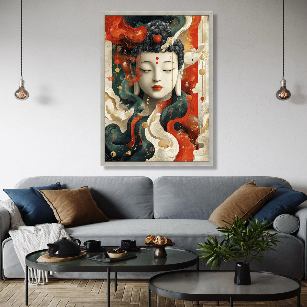 Serene Buddha Face Canvas, Abstract Spiritual Wall Art, Meditation Decor, Peaceful Zen Canvas, Colorful Home Gift Art, Home Decor, Print